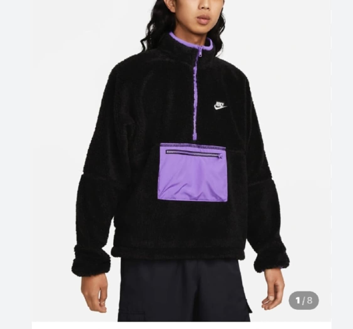 나이키 블랙 퍼 플리스 아노락 상품이미지1