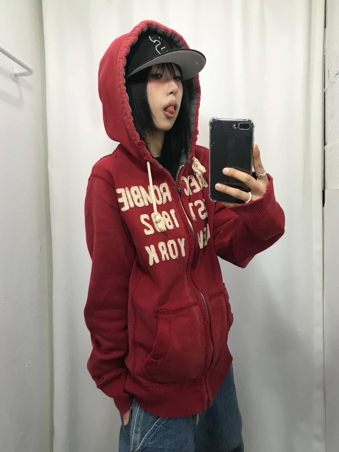 Abercrombie Red Hood Zip-Up 상품이미지5