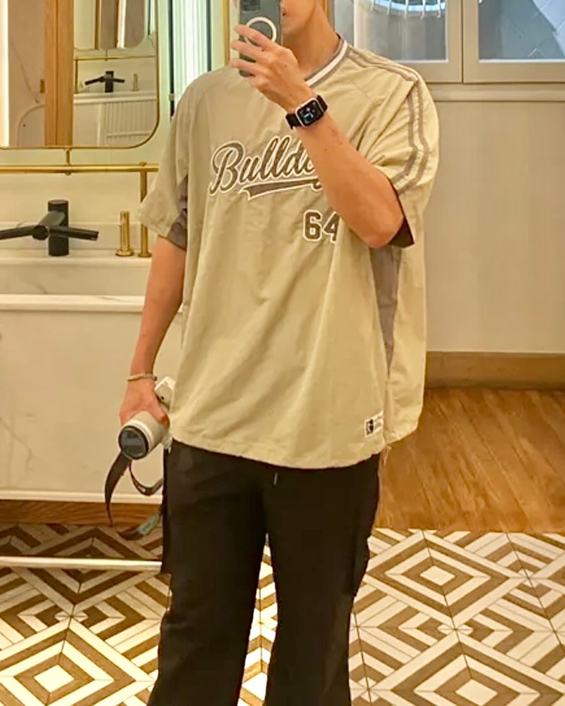 예일 브이넥 V넥 나일론 야구 베이스볼 반팔 아노락 베이지 XL 105 상품이미지2