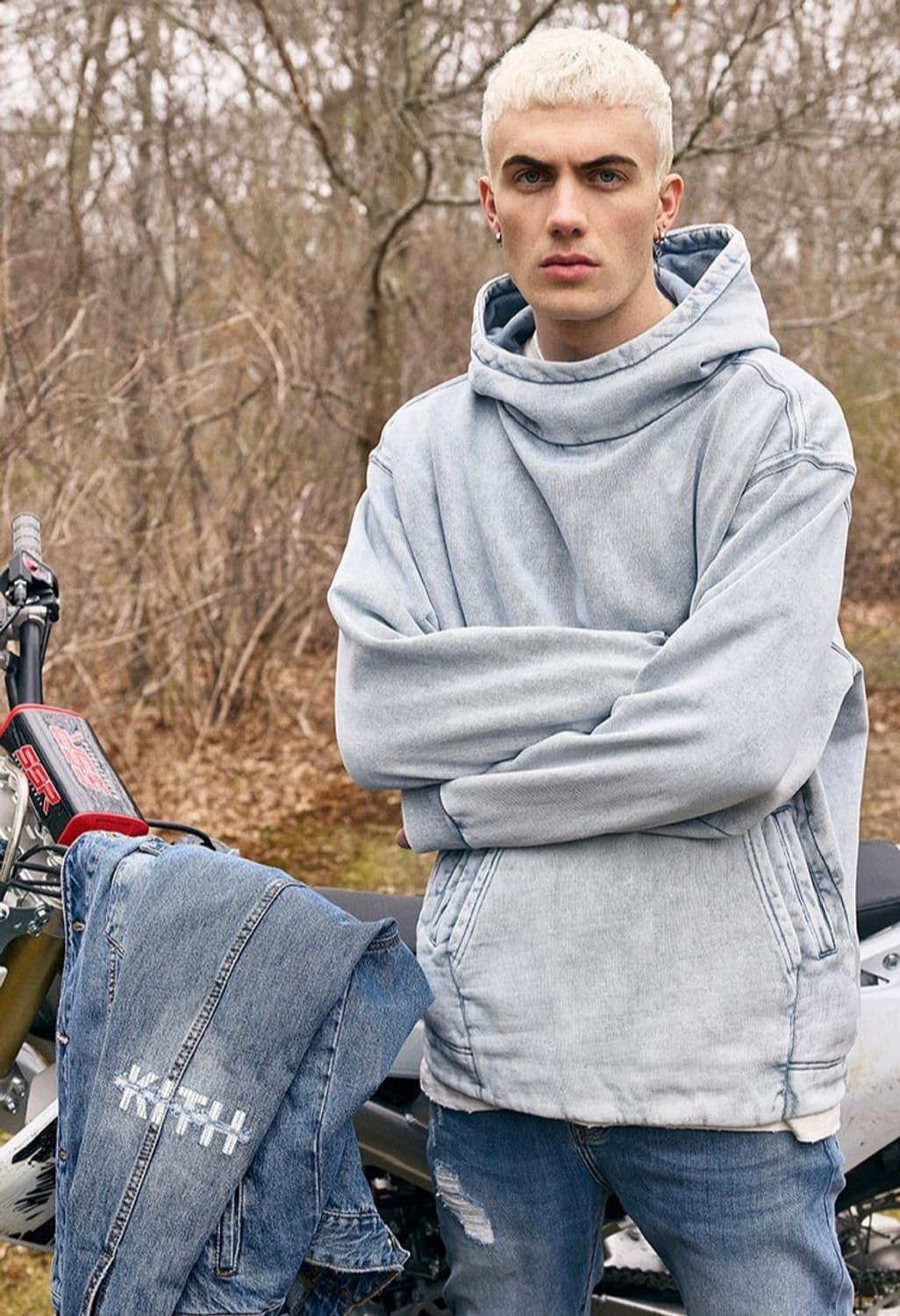 KITH 키스 더블 포켓 후디 라이트 인디고 상품이미지1