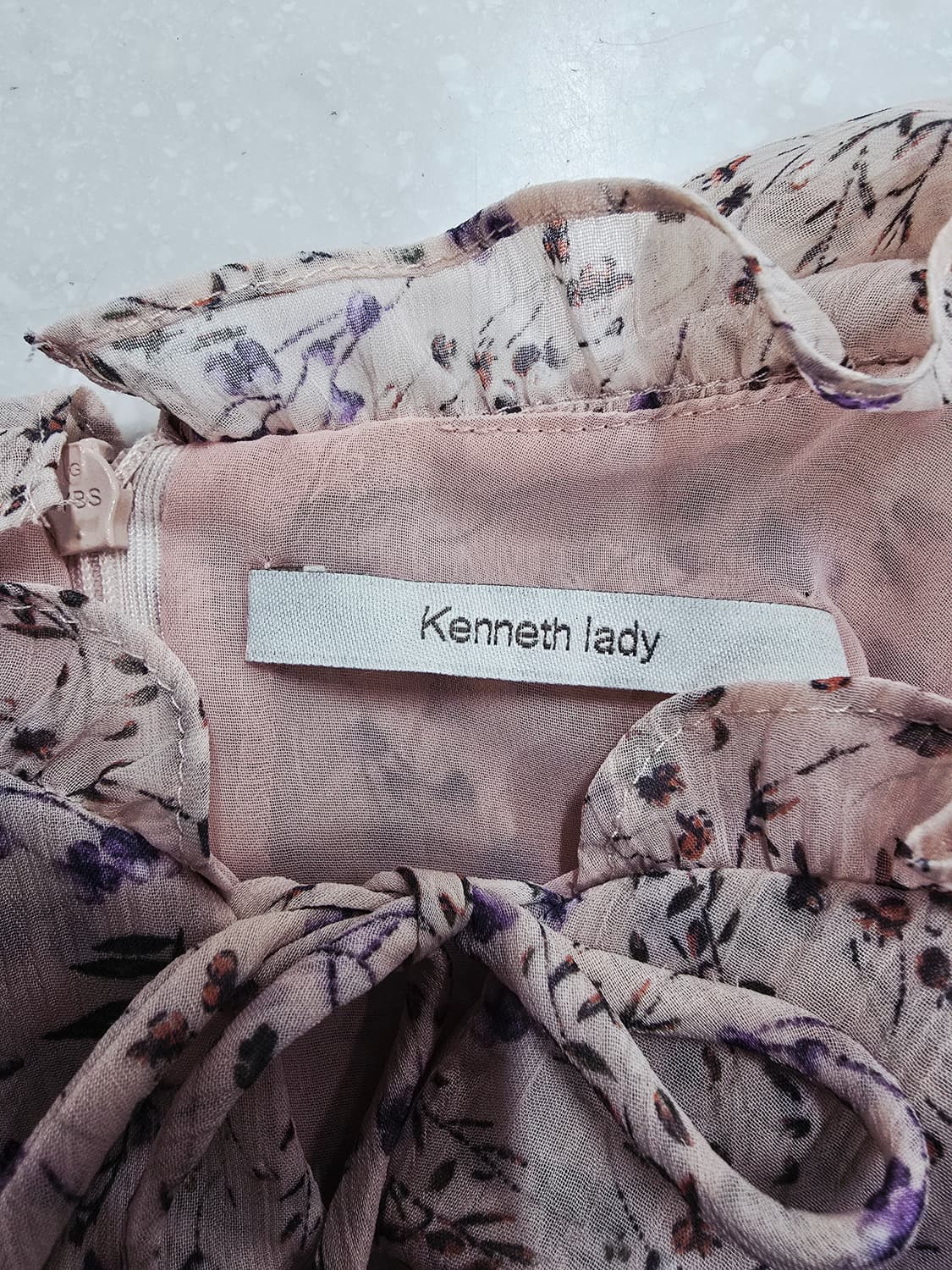 케네스레이디 쉬폰 플라워 원피스 핑크 프릴 상품이미지7