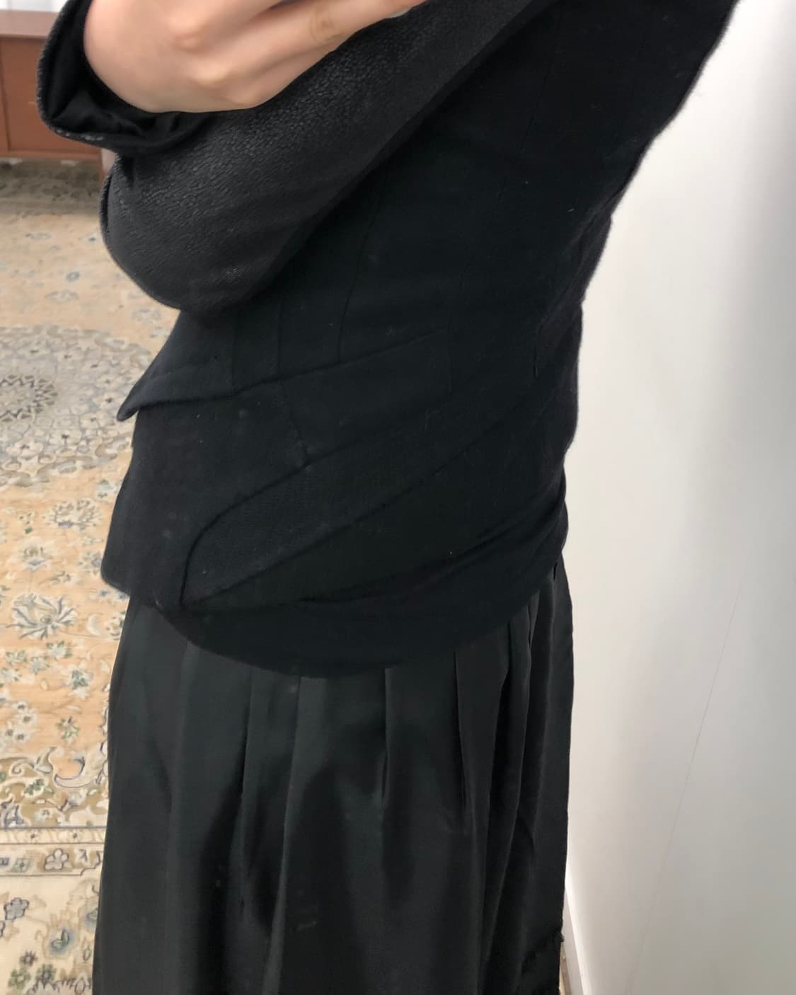 블랙 울 레더 자켓 상품이미지8