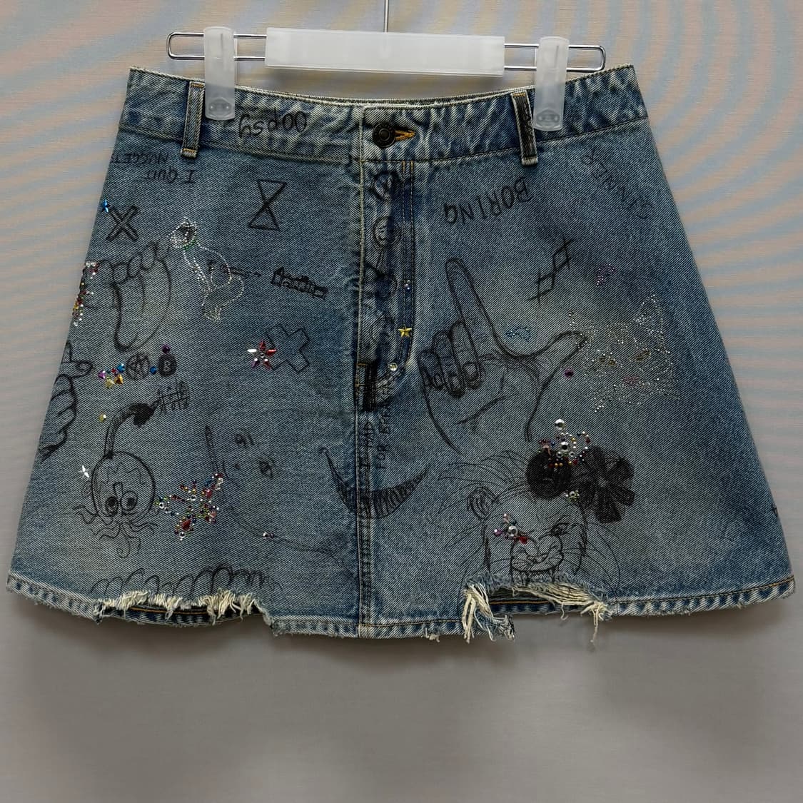 발렌시아가 그래피티 디스트로이드 크리스탈 데님 스커트 ( 28 ) 상품이미지1