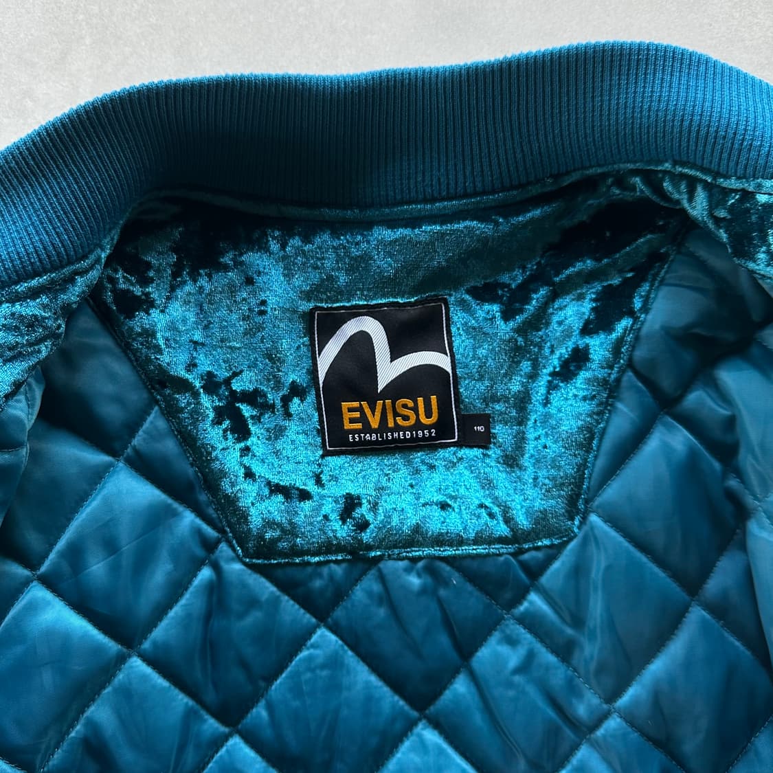 [2XL]에비수 Evisu 타이거 벨루어 벨벳 블루종 점퍼 상품이미지9