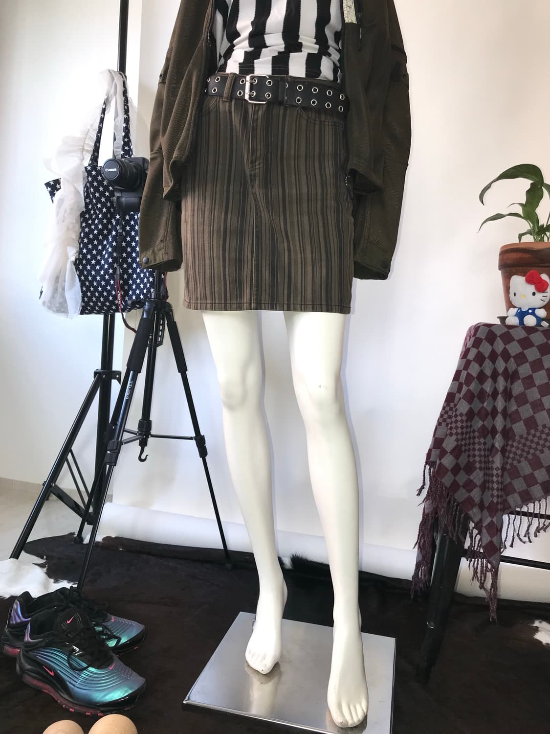 MSCHF Stripe Pattern Denim Mini Skirt 상품이미지3