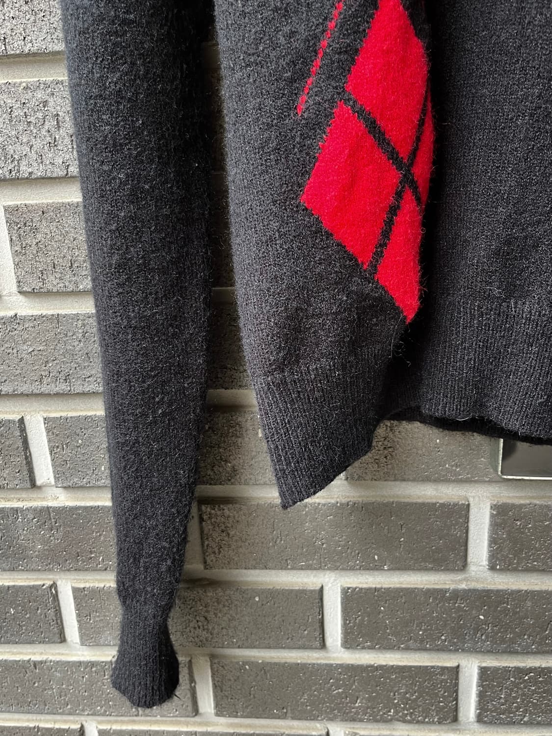 레드 아가일 롱슬리브 니트 블랙 상품이미지8