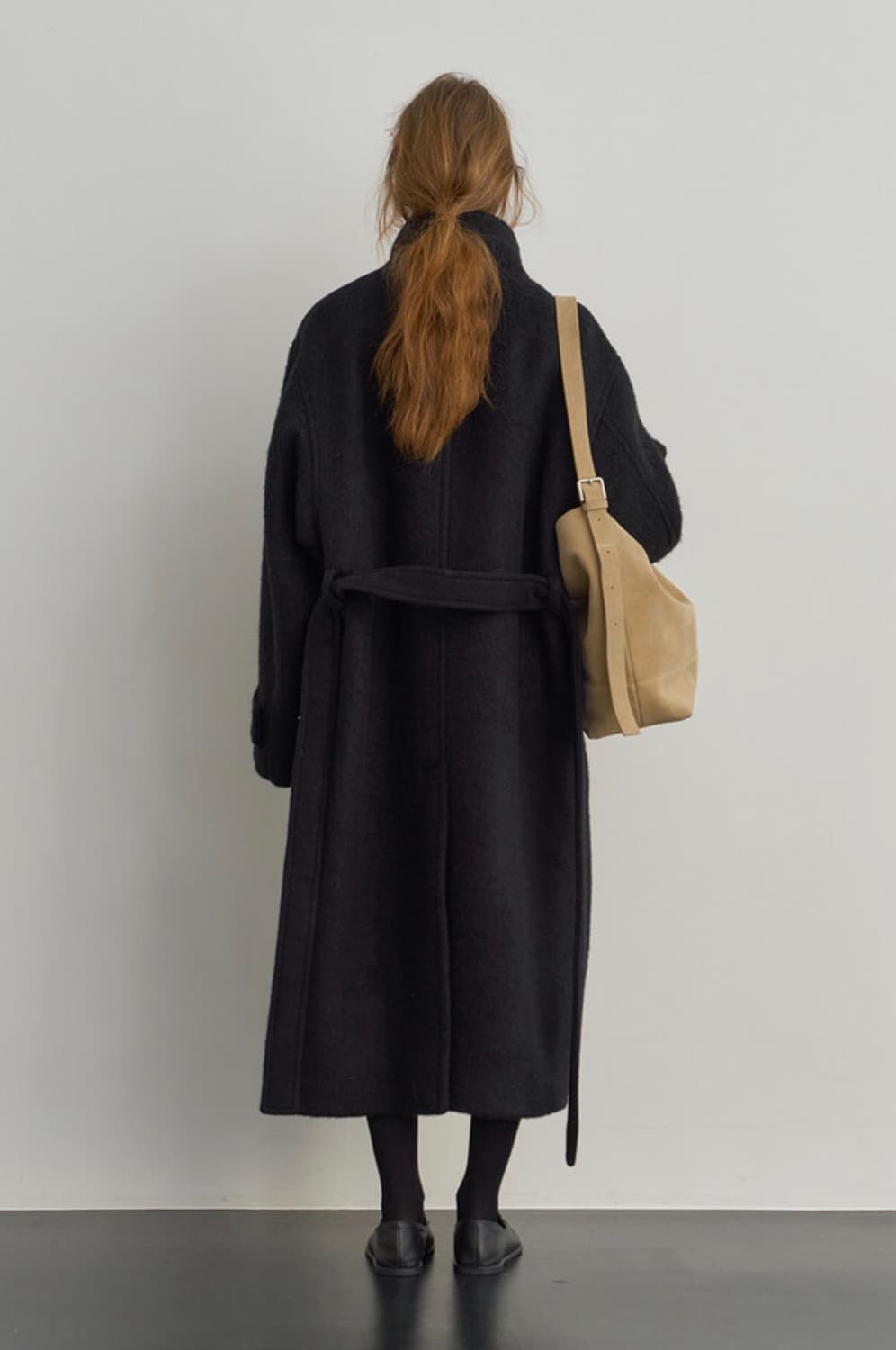 Oversized high neck boucle coat (Black) 상품이미지5