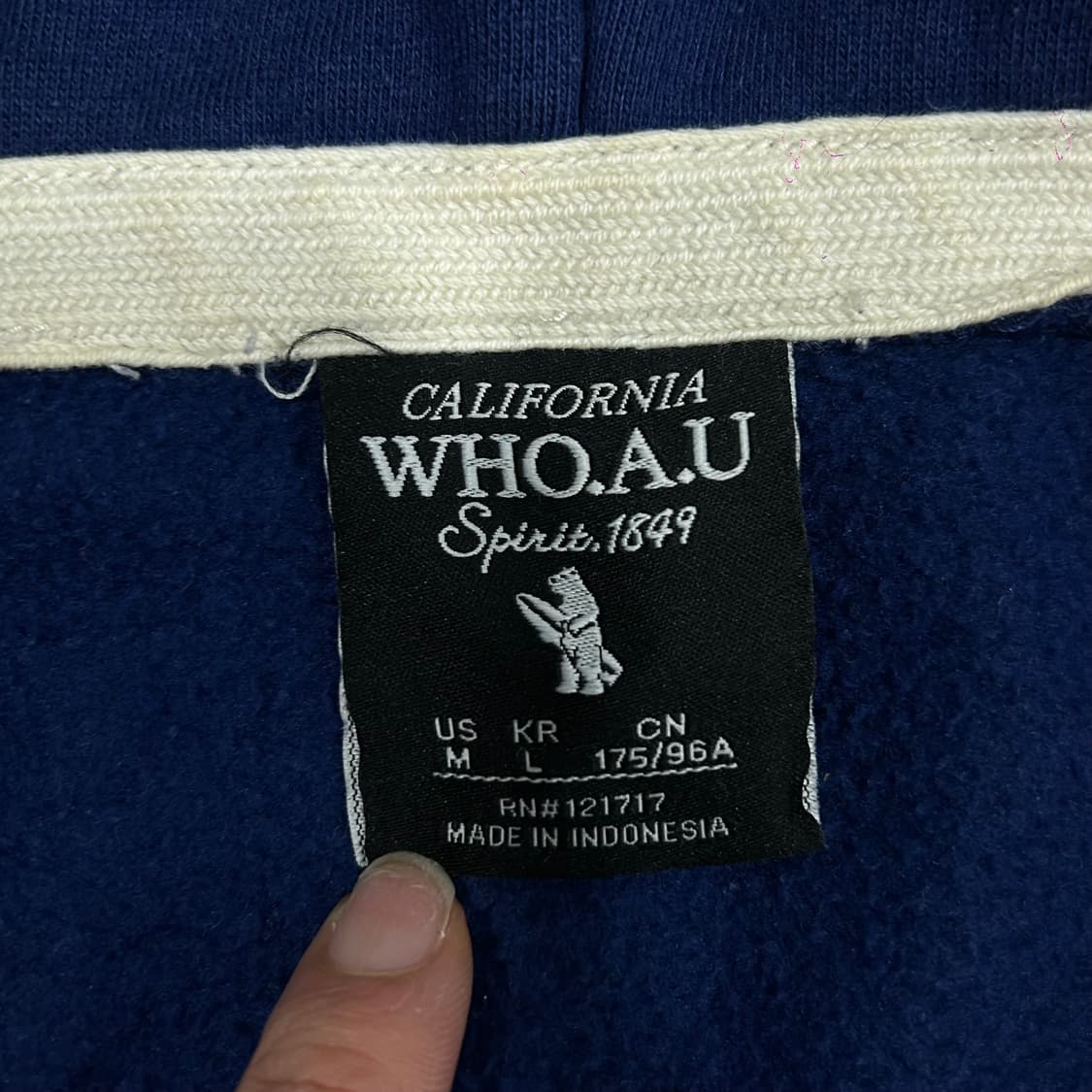 Who A U 후아유 화이트 로고 사이트 포인트 딥블루 후드집업 상품이미지6