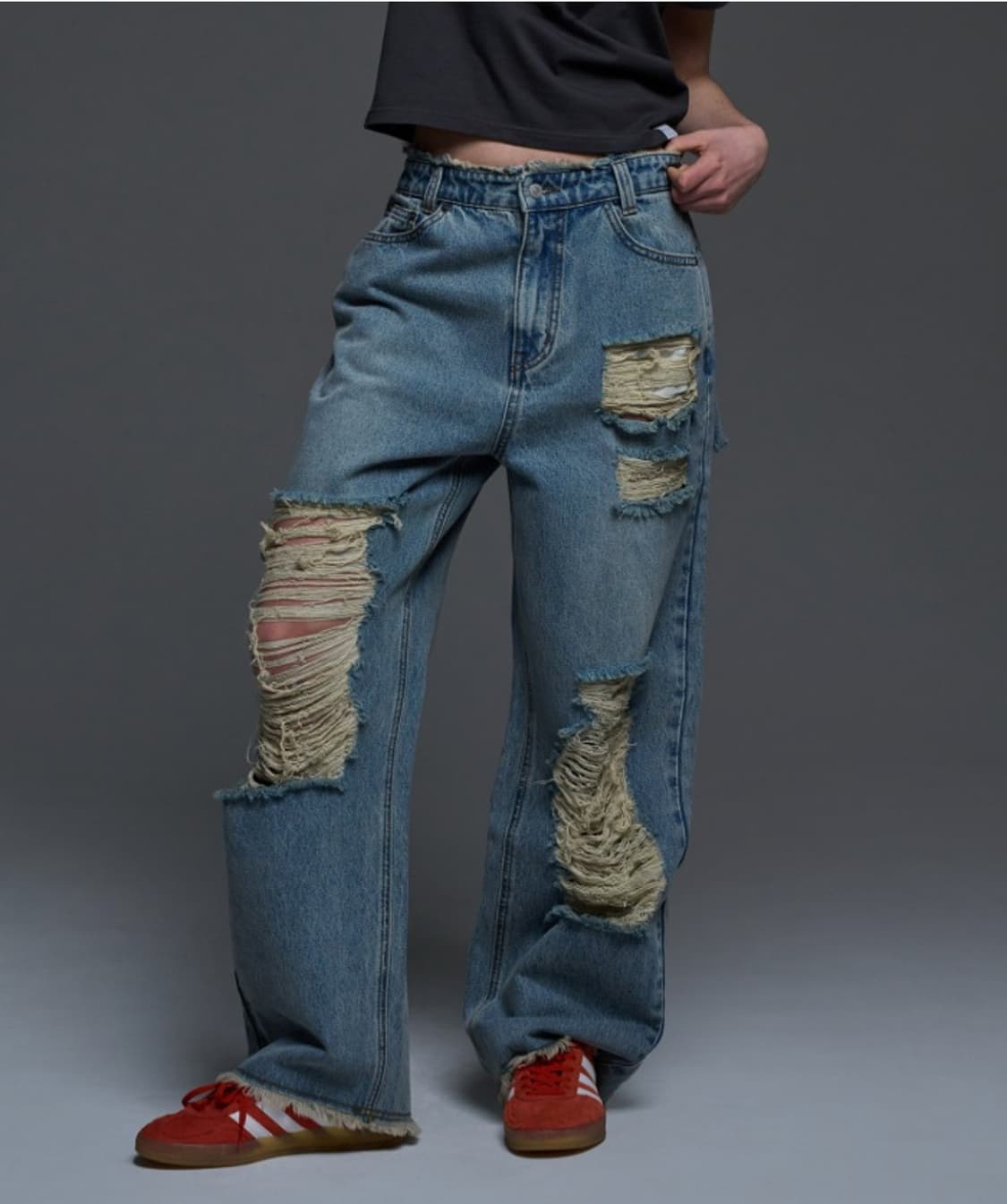 팬시클럽 DESTROYED WIDE DENIM PANTS 상품이미지1