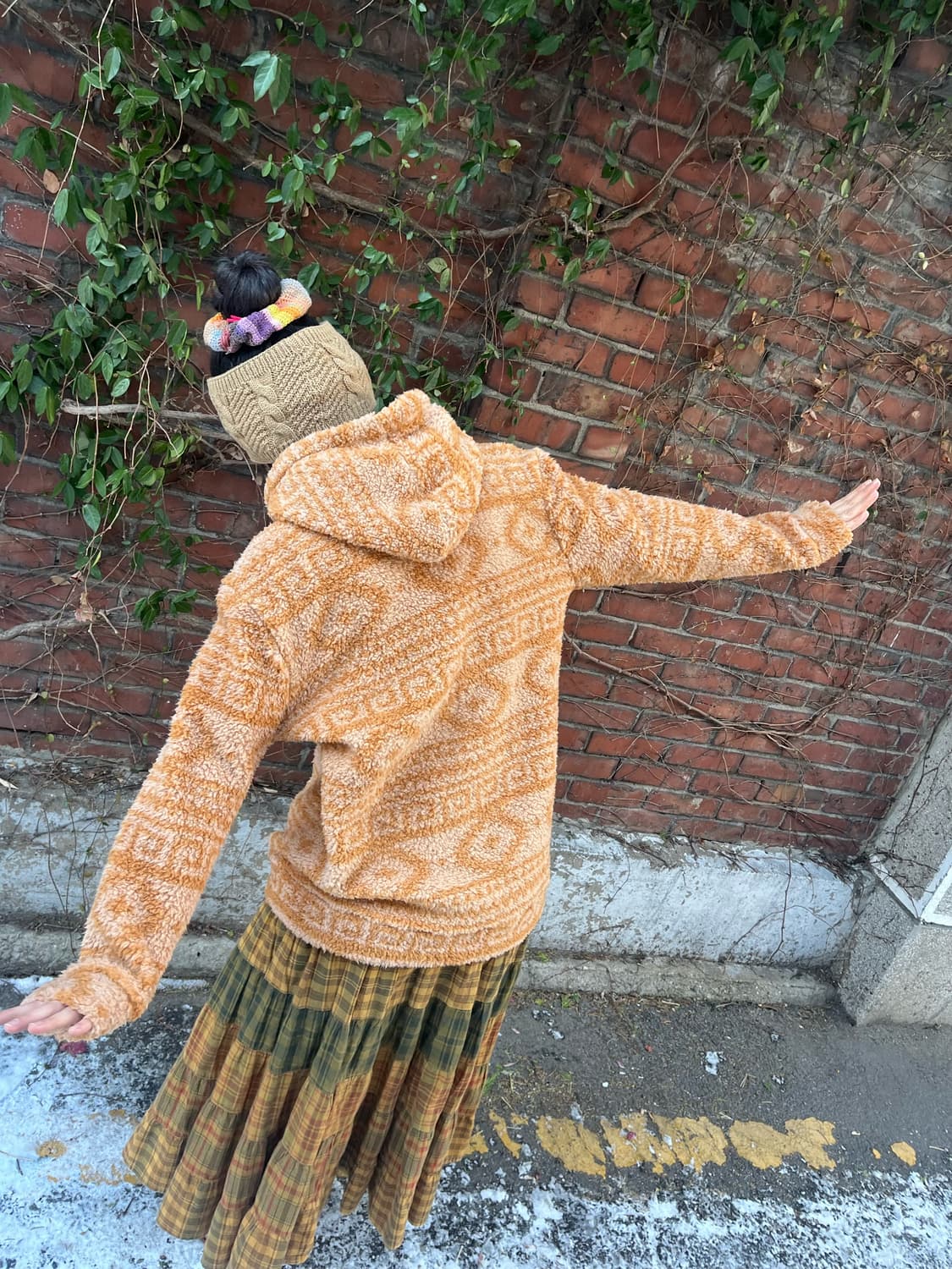 히피패턴 플리스 후드 집업 상품이미지6