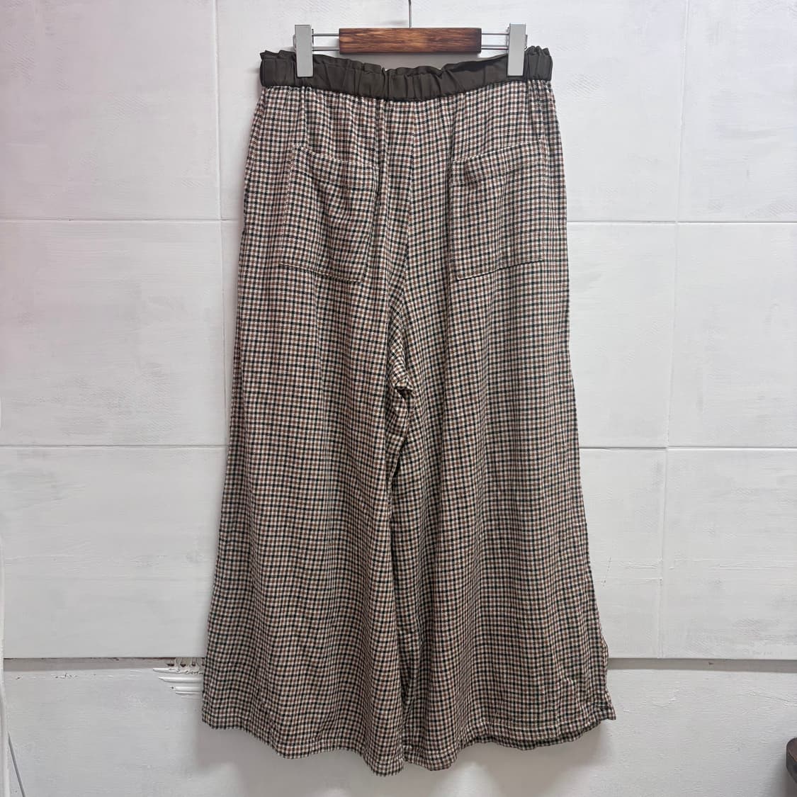 브라운 밴딩 체크 와이드 팬츠  상품이미지3