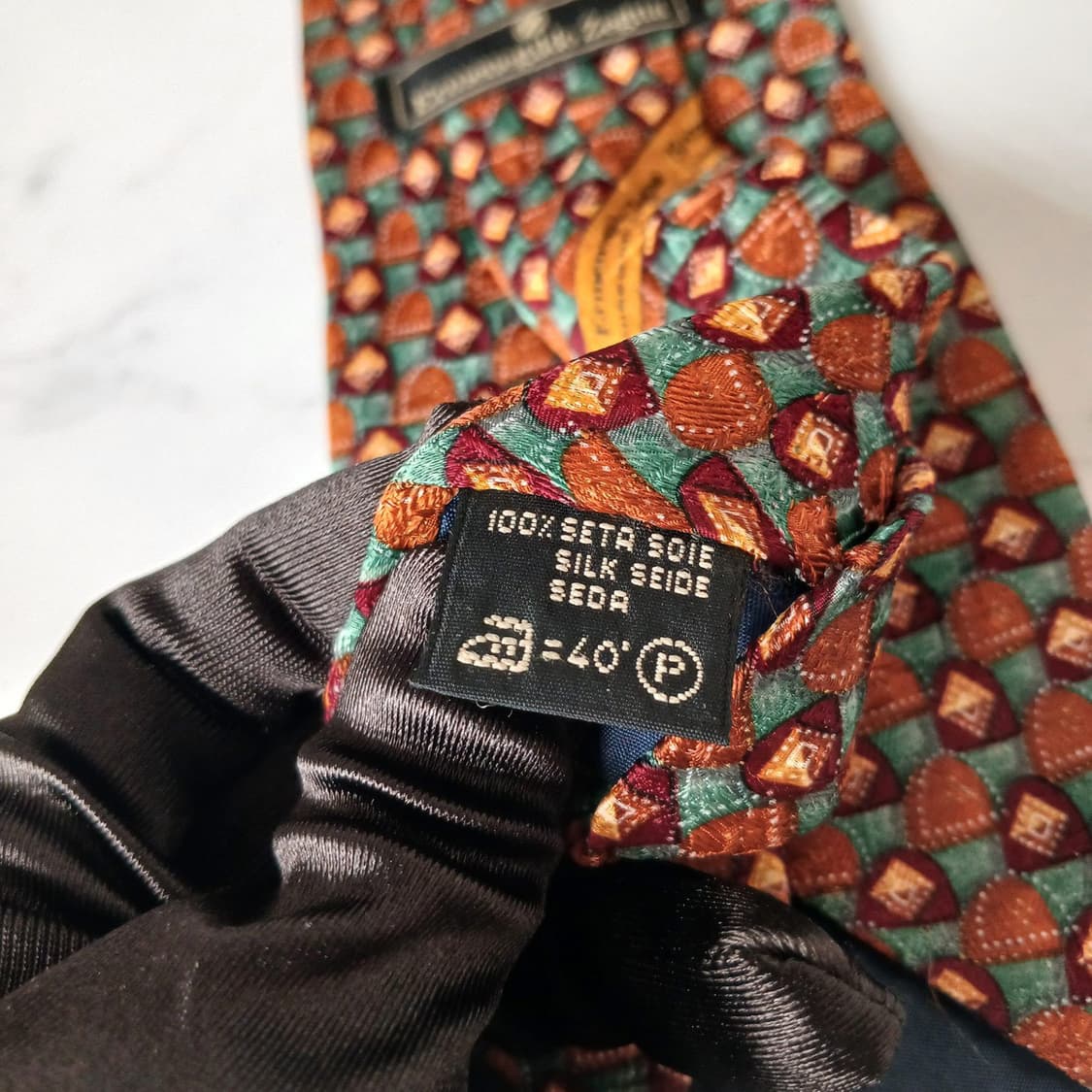 에르메네질도 제냐 실크 브라운 패턴 넥타이 9cm A+등급 E891
 상품이미지9