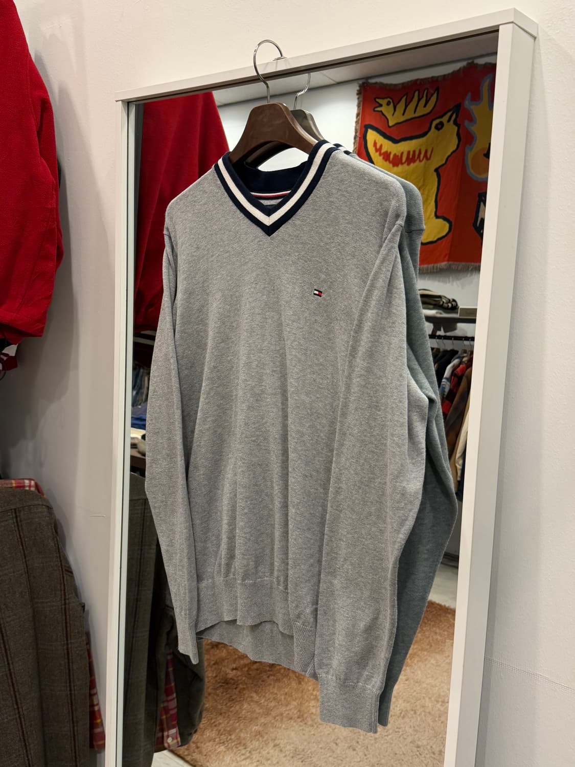 Tommy Hilfiger 타미힐피거 브이넥 코튼 니트 상품이미지1