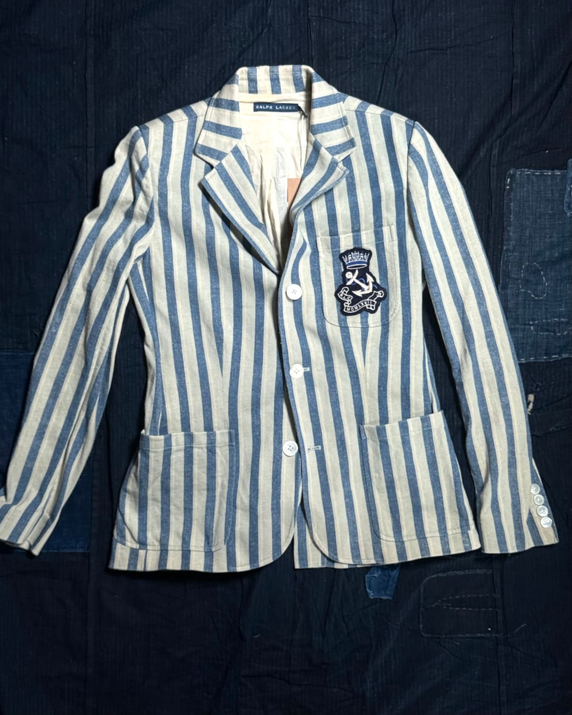 폴로 랄프로렌 스트라이프 앵커 패치 코튼 블레이저 자켓 6 상품이미지1