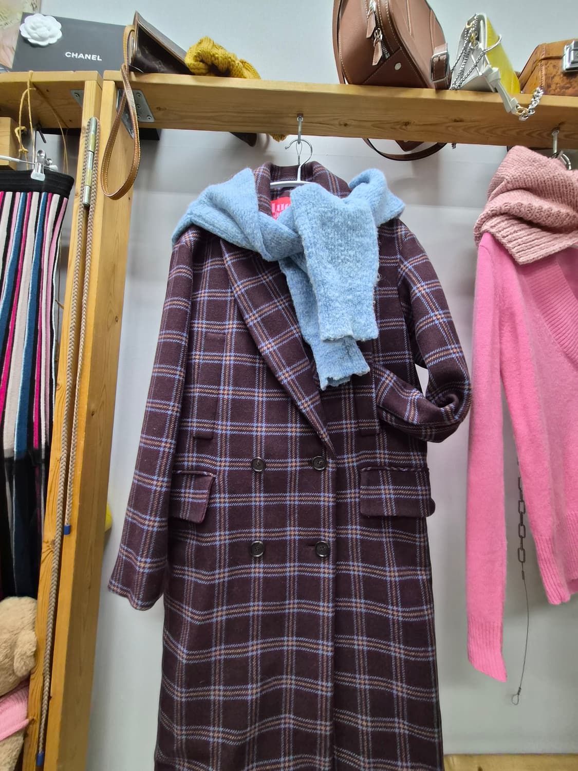 럭키슈에뜨 체크코트. abplus 케이블 후드니트 상품이미지1