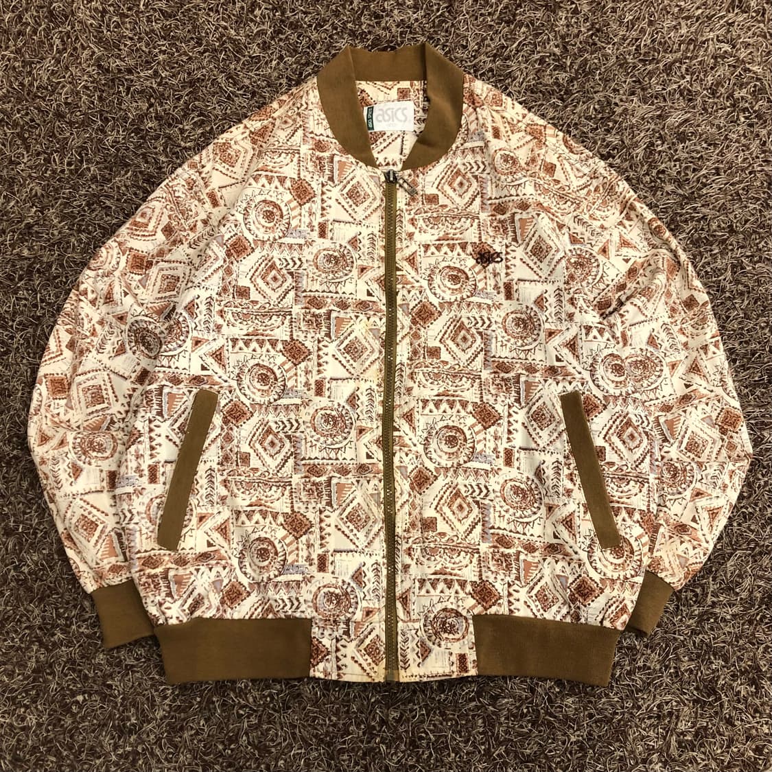 아식스 90s 기하학 패턴 봄버 블루종 자켓 상품이미지1