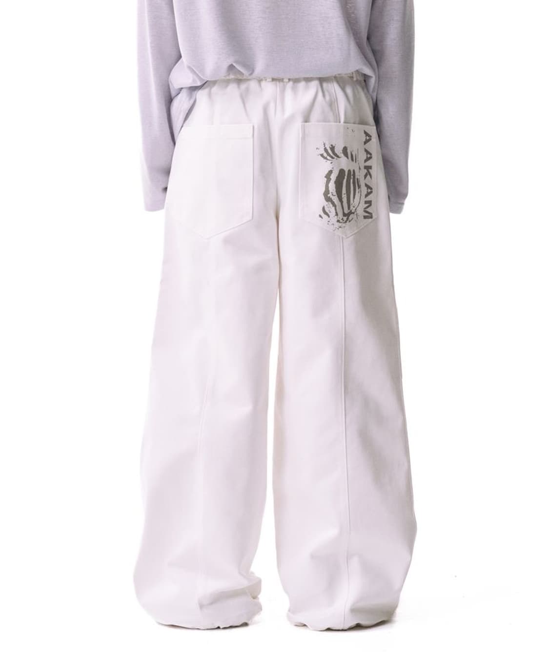 [1] 아캄 니 핀턱 프린티드 데님 팬츠 화이트  상품이미지1