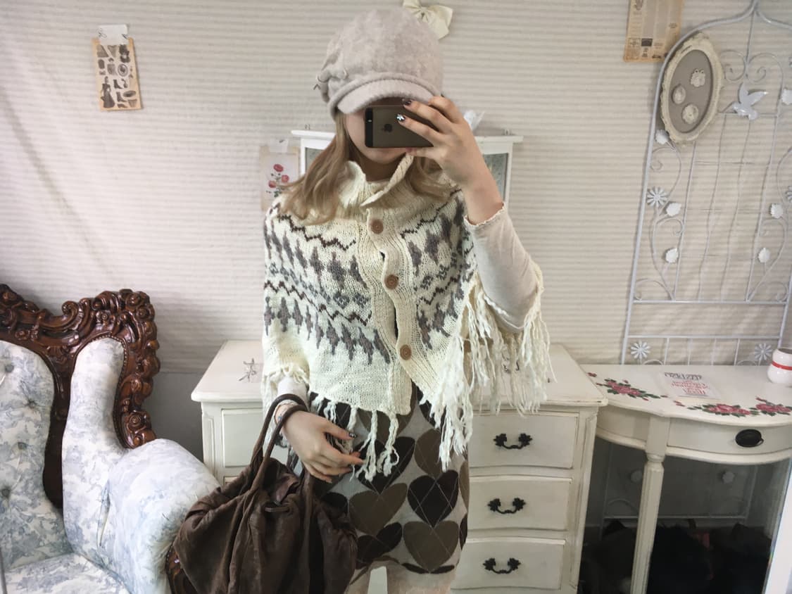 vintage ivory nordic hippie cape 상품이미지3