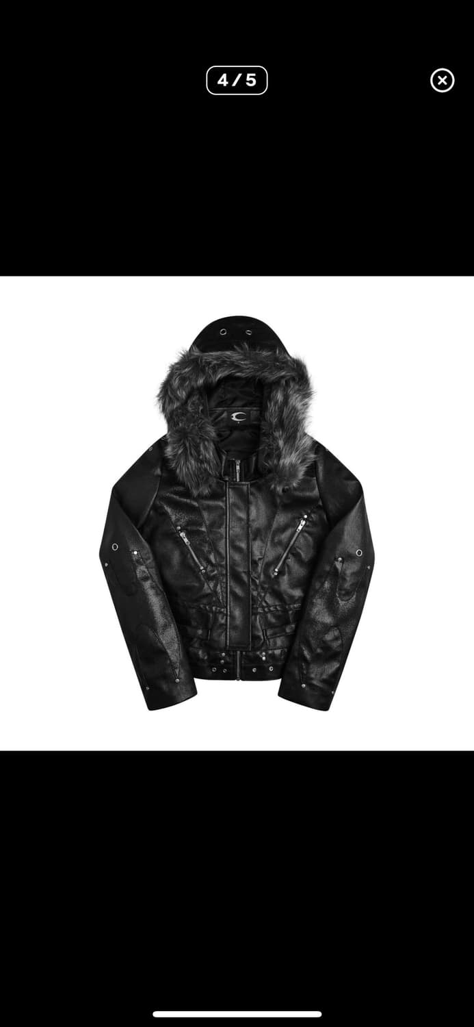 cozy 레더 퍼 후드 자켓 상품이미지1