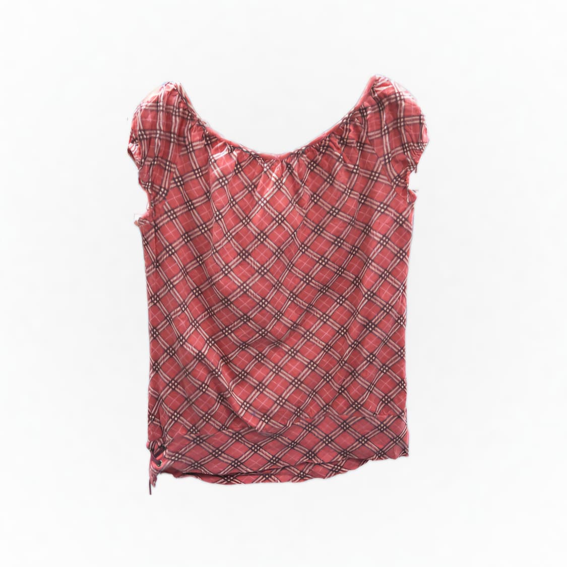 버버리 블루 라벨 핑크 노바 체크 셔링 소매 블라우스 38 상품이미지2