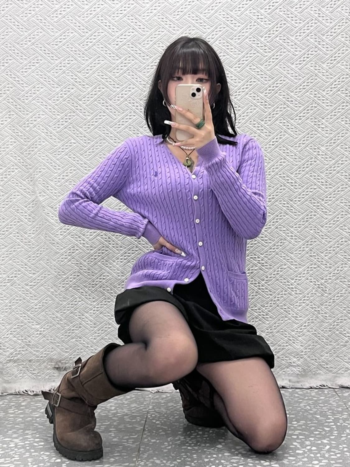 폴로 랄프로렌 코지 스프링 라벤더 꽈배기 가디건 S C11344 상품이미지2