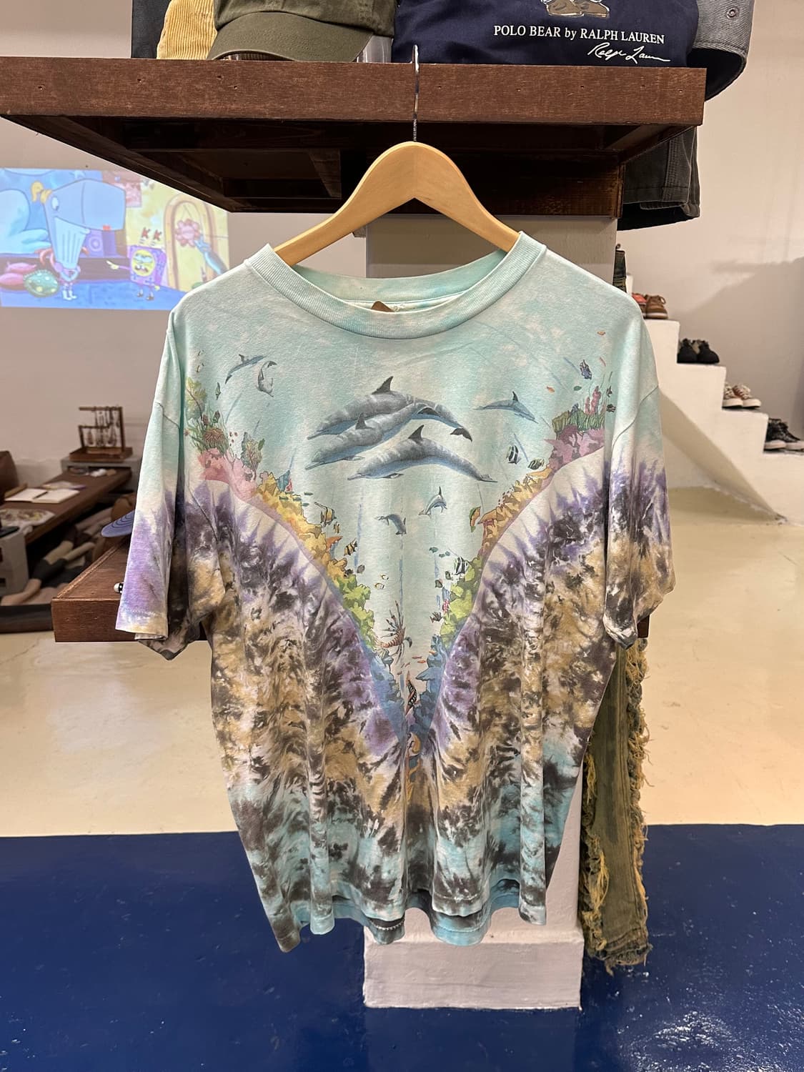 1990s 리퀴드블루 오션 돌핀 타이다이 반팔 상품이미지1