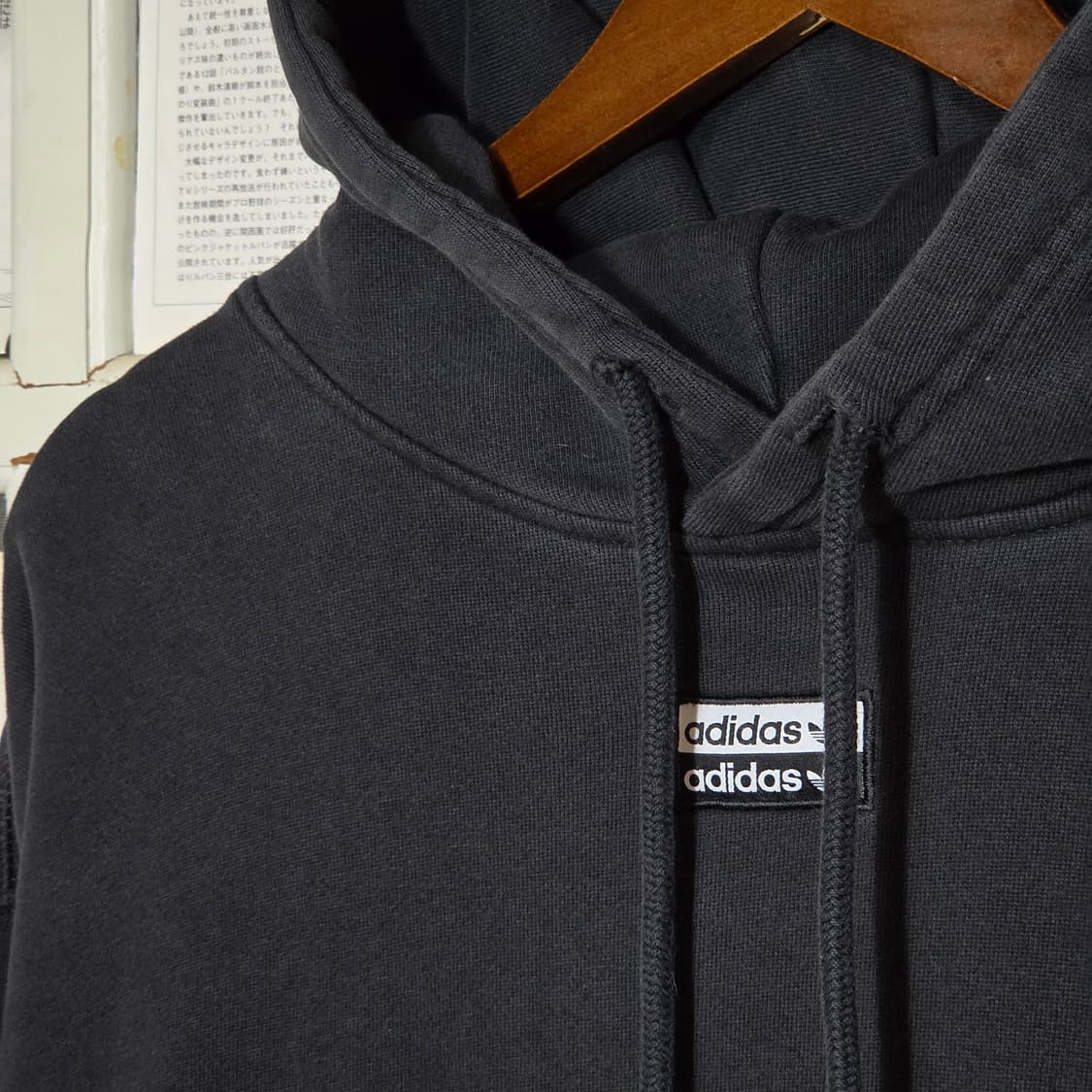 아디다스 오버핏 더블 트레포일 블랙 후드티 상품이미지2