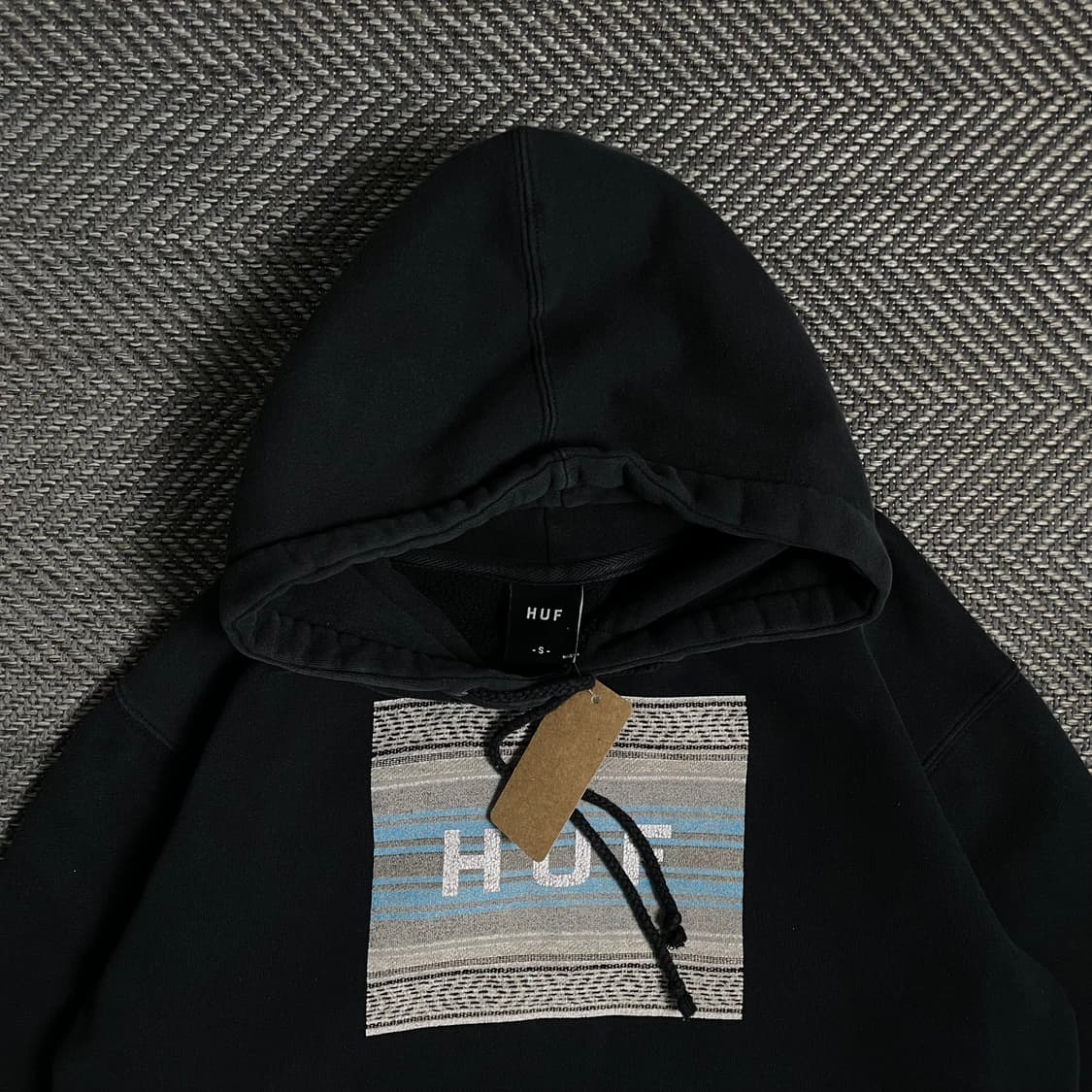 HUF 빅로고 박시핏 블랙 후드 티셔츠o 4874 상품이미지4