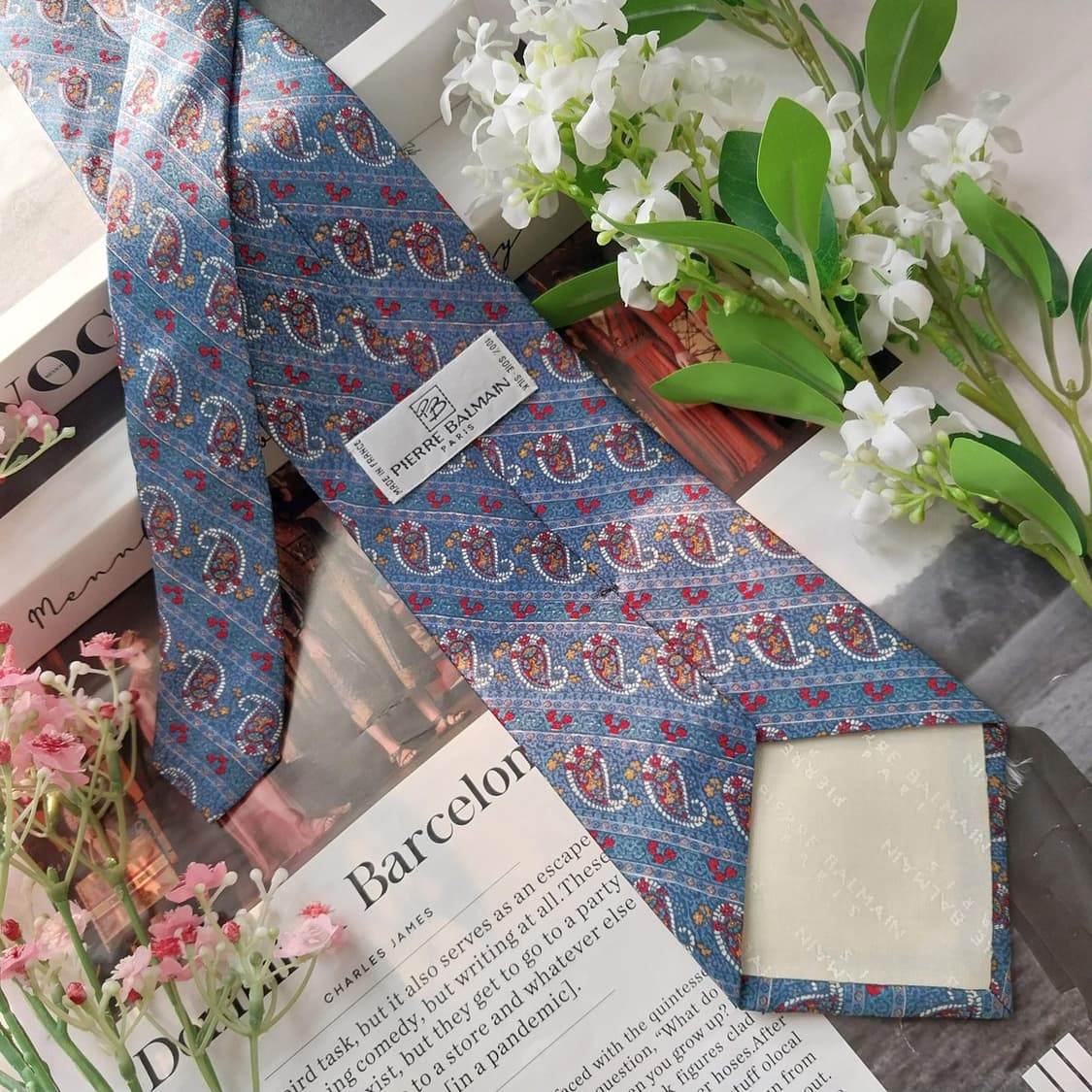 발망 실크 블루 페이즐리 패턴 넥타이 9.5cm A+등급 K1829
 상품이미지6