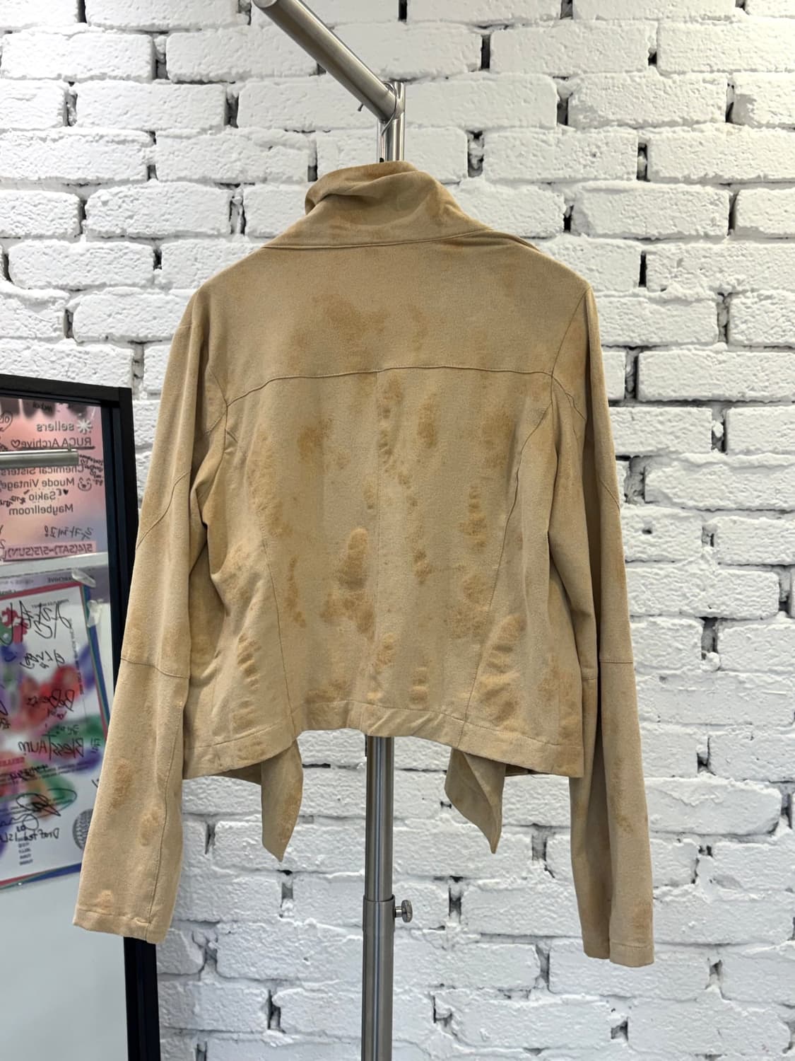 Suede Drape Unbalance Rider Jacket 상품이미지5