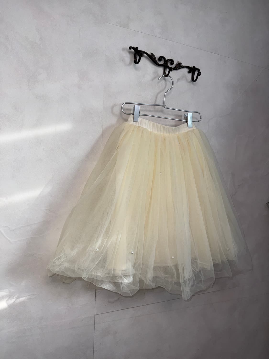 Ivory pearl mesh balloon sha skirt 상품이미지2
