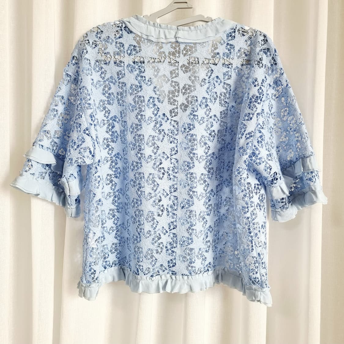 산드로 Sandro 실크러플 펀칭레이스 시스루 블라우스 (55-66/2) 상품이미지2