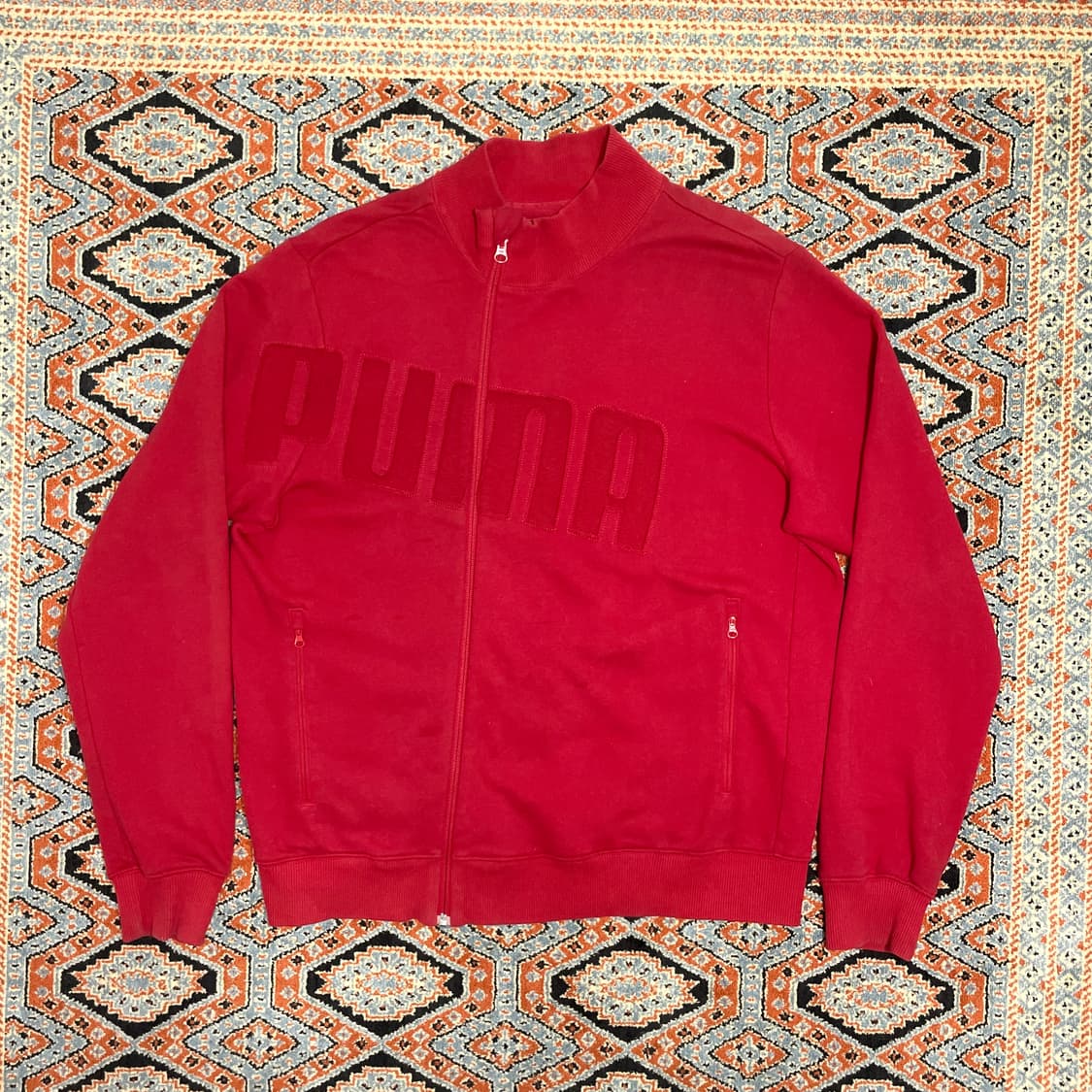 푸마 스펠로고 레드 코튼 집업져지 남성L  상품이미지1