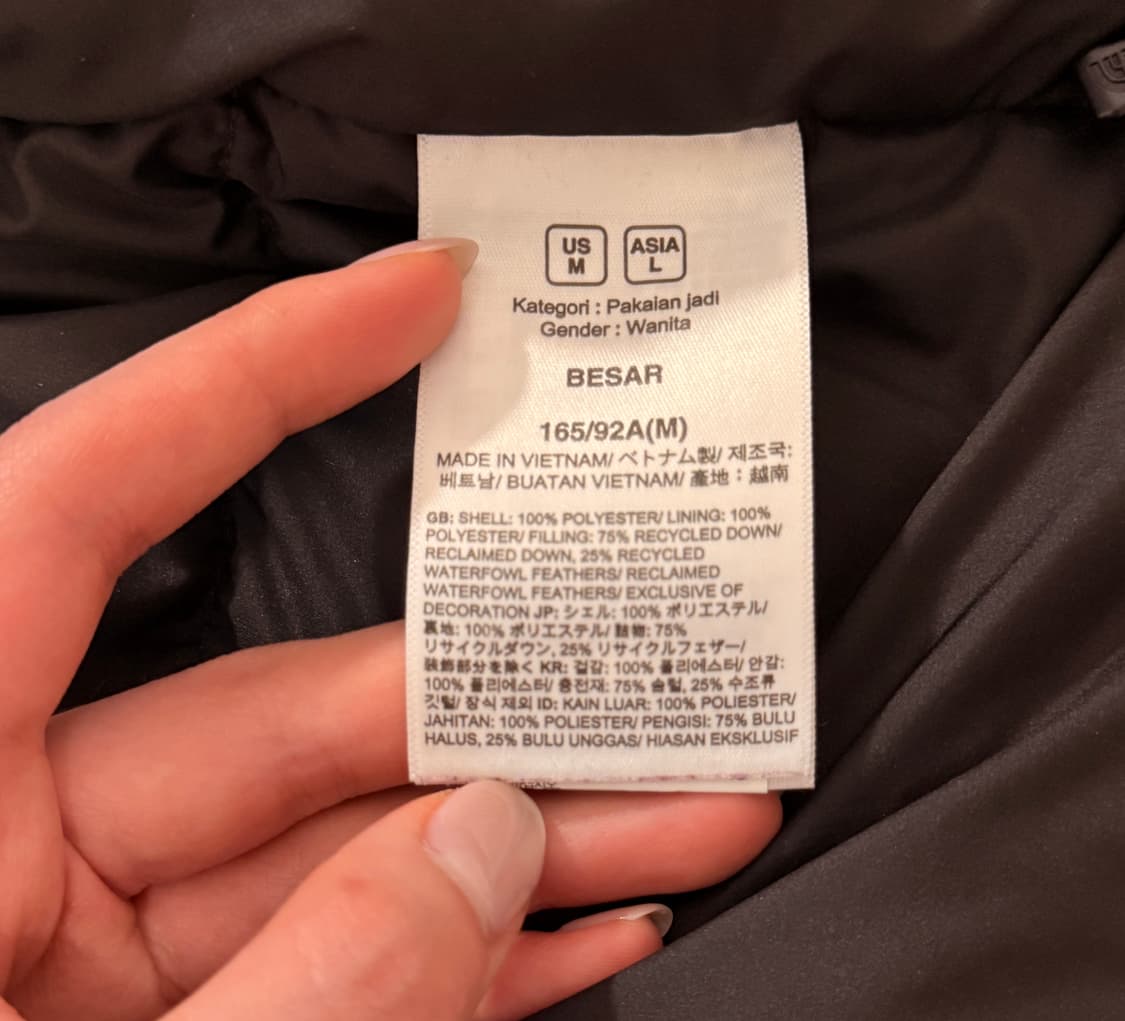 노스페이스 벨루어 눕시 벨벳 숏패딩 여성용 95(M) 상품이미지9