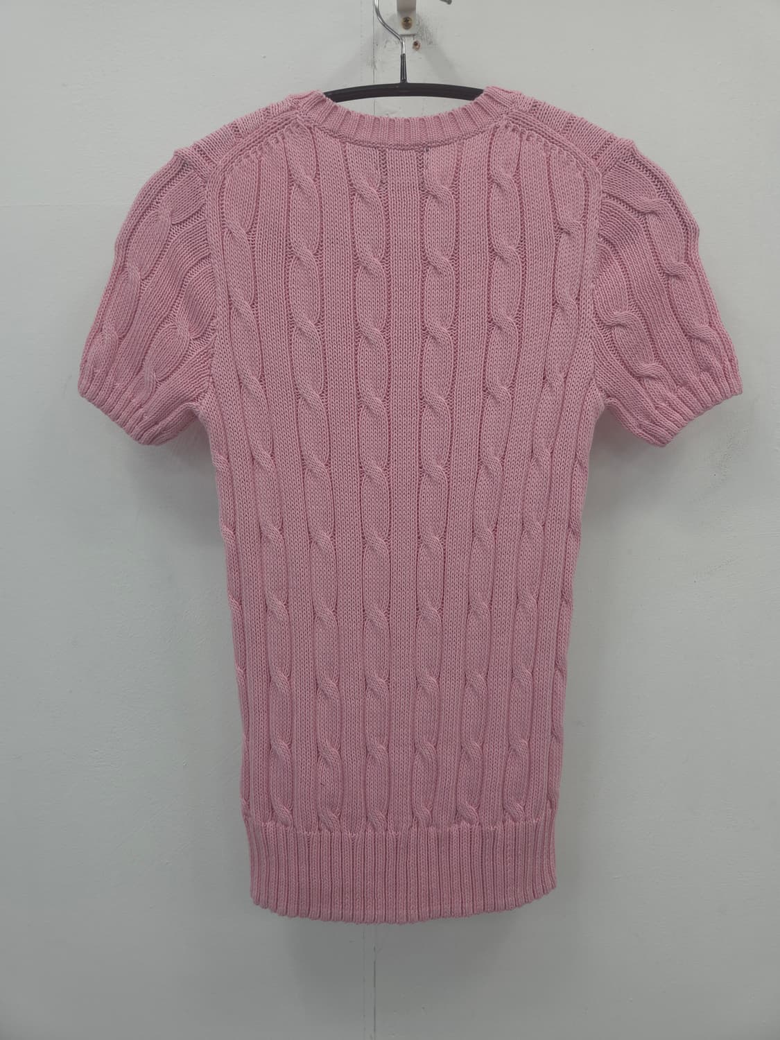 XS [큐알정품]폴로 랄프로렌 핑크 케이블 반팔 니트 상품이미지4