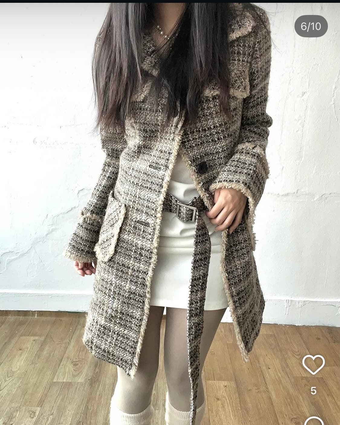 riipi빈티지 트위드 오네갸루 코트 자켓 파우닝133 큐빈 크루빈티지 상품이미지2