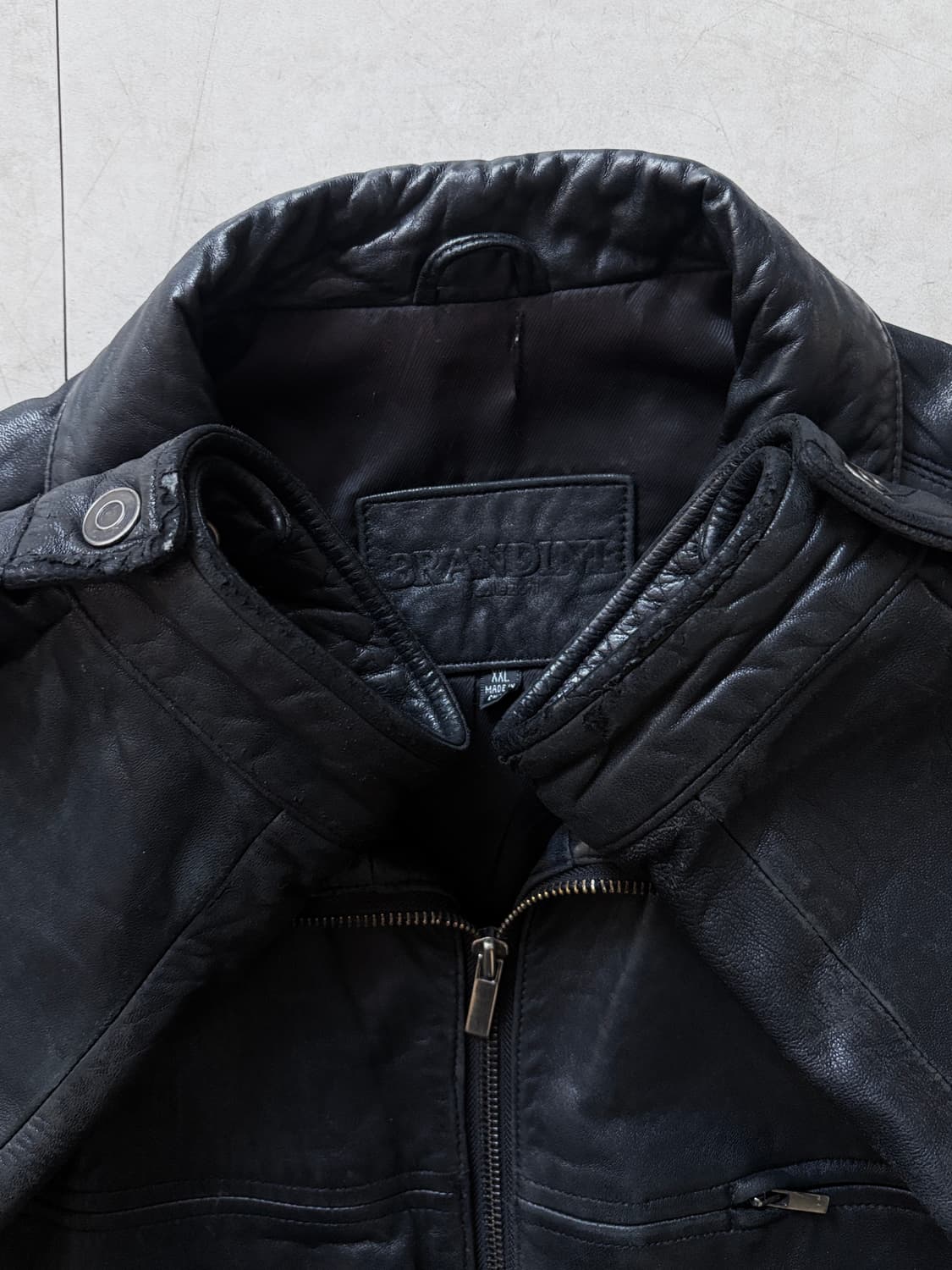 BRANDIN 램레더 하이넥 블루종 상품이미지9