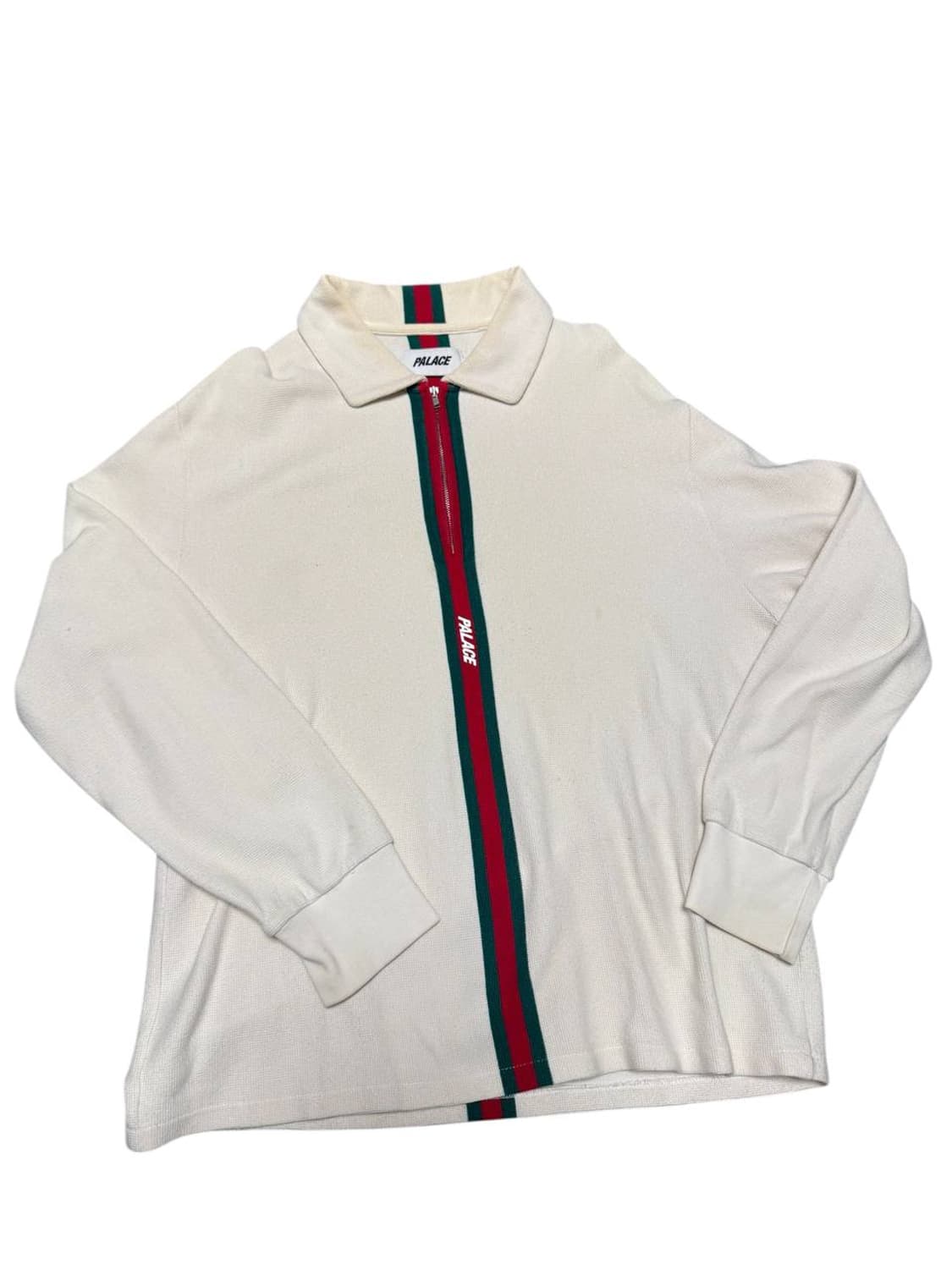 Palace Vertical Weave Zip Polo White 상품이미지1