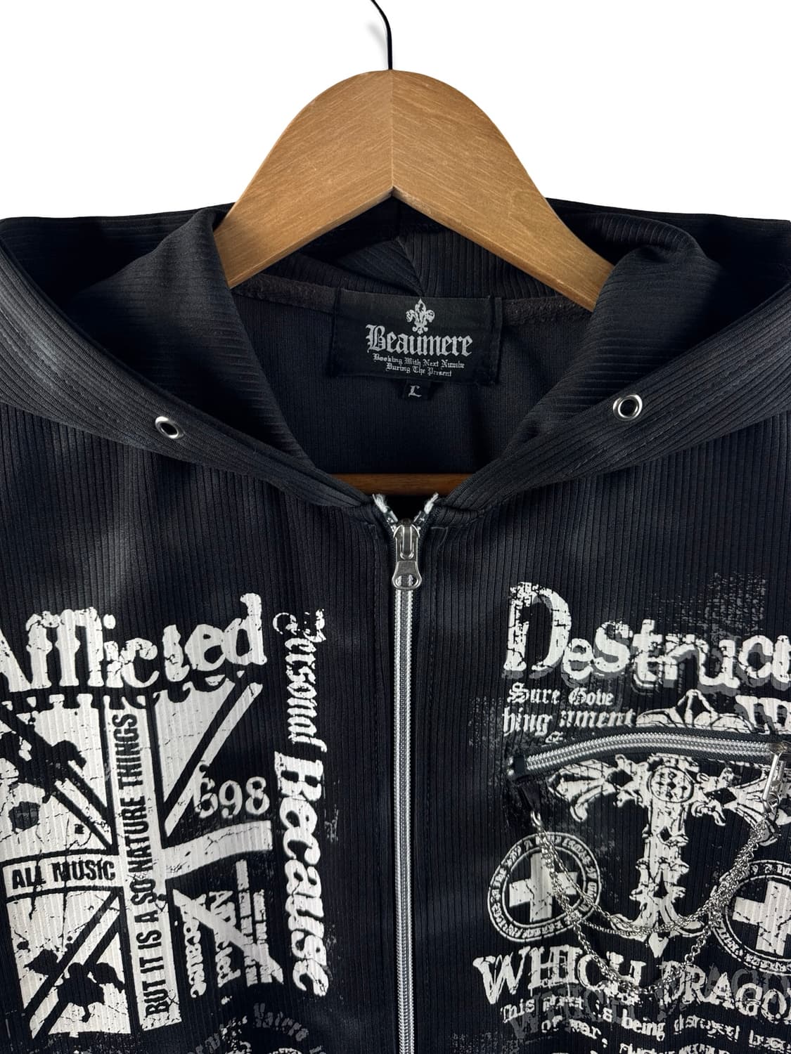 JPN 펑크 프린팅 스모크 후드집업2153 상품이미지3