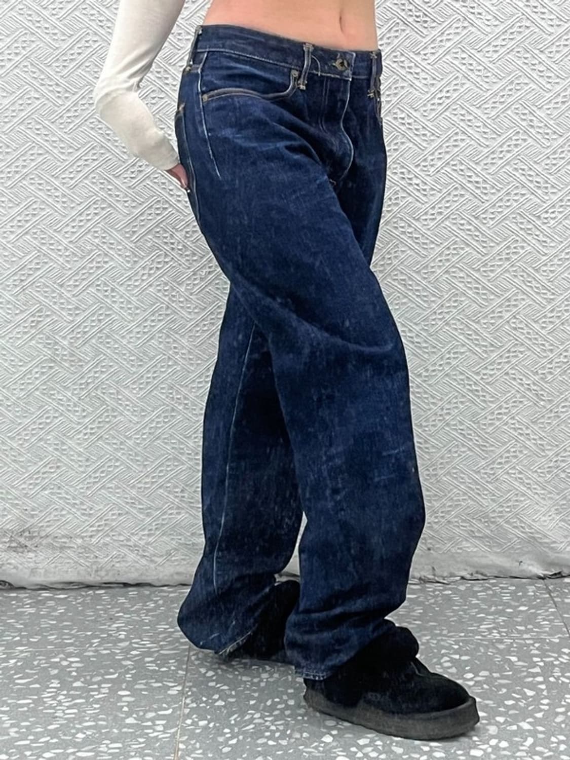 재팬블루진 J401 빈티지 캐주얼 와이드 데님팬츠 34인치 C07634 상품이미지2