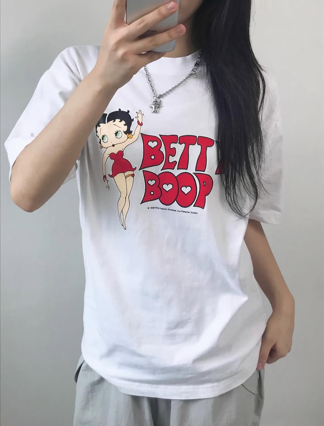 Bettyboop 베티붑 화이트 프린팅 티셔츠 상품이미지3