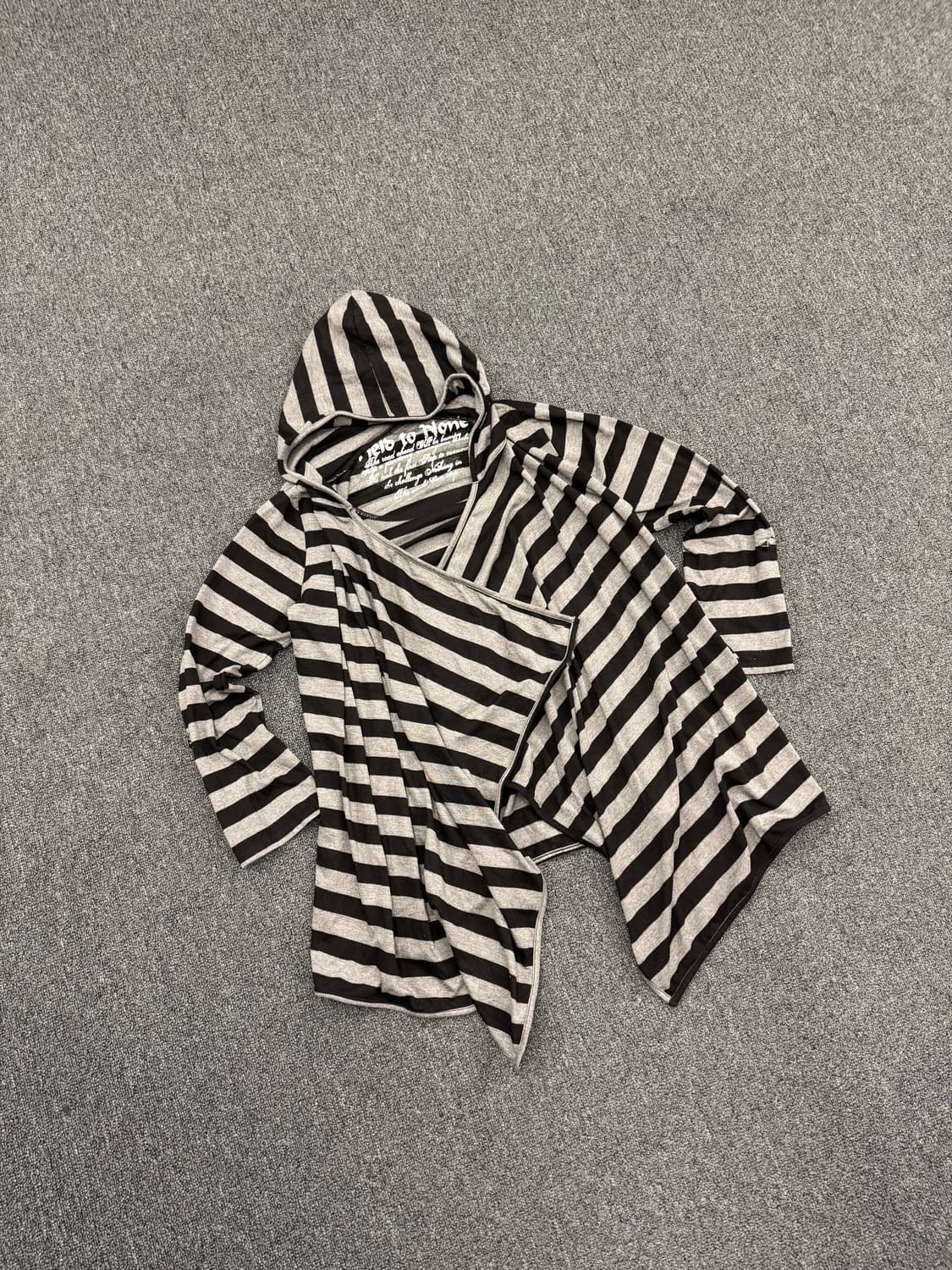 L)Japanese vintage 여성 스트라이프 후드 가디건 상품이미지1