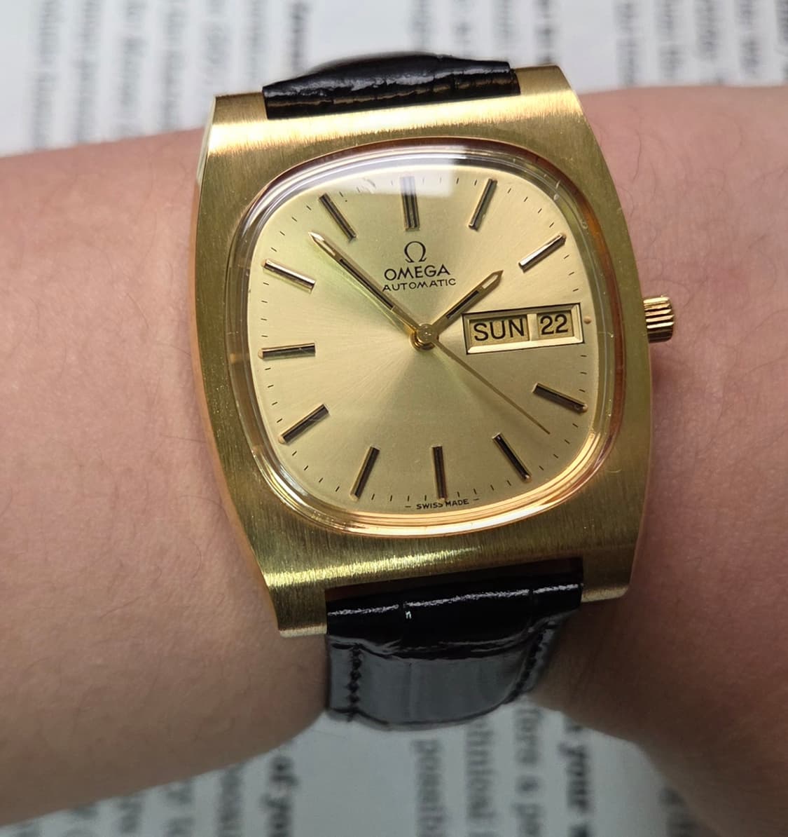 레어] 빈티지 오메가 제네브 점보 테레비 올금장 샴골판 데이데이트 상품이미지3