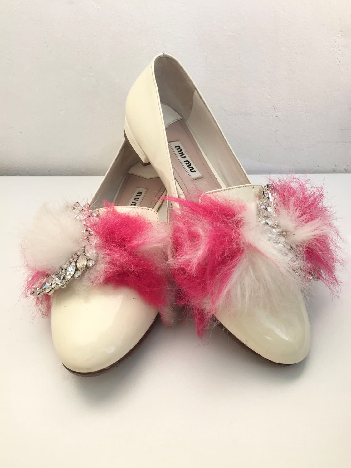 Miu Miu Padent Leather Furry Ballet Shoe 상품이미지7