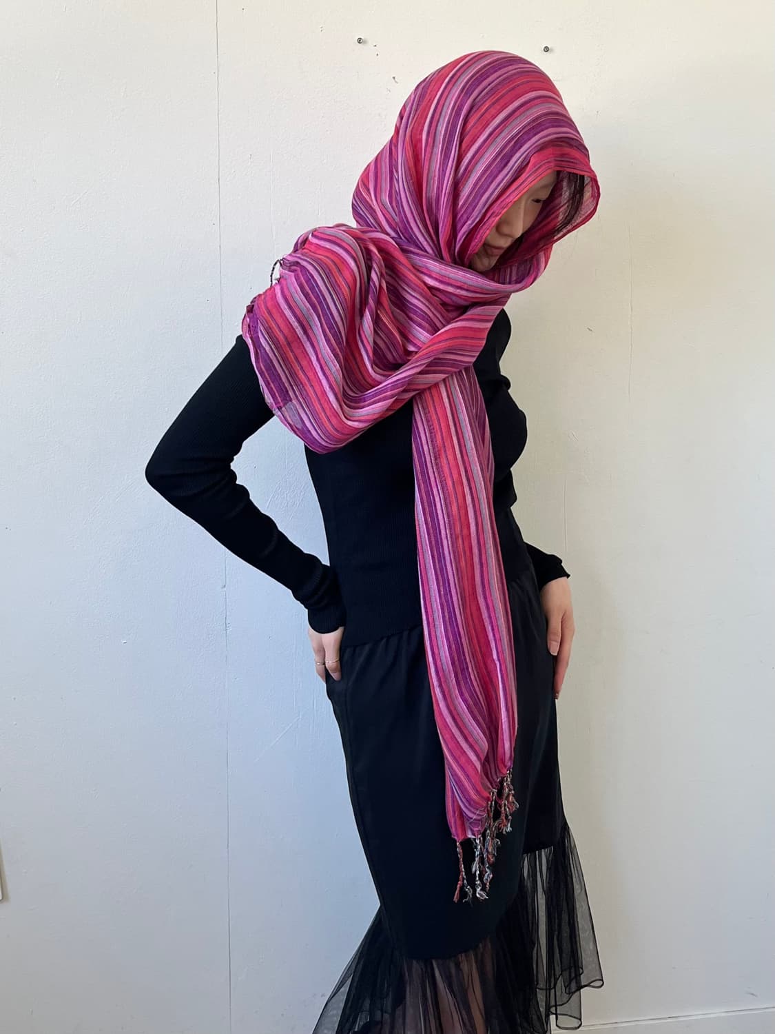 Japan vtg 스트라이프 머플러 상품이미지6