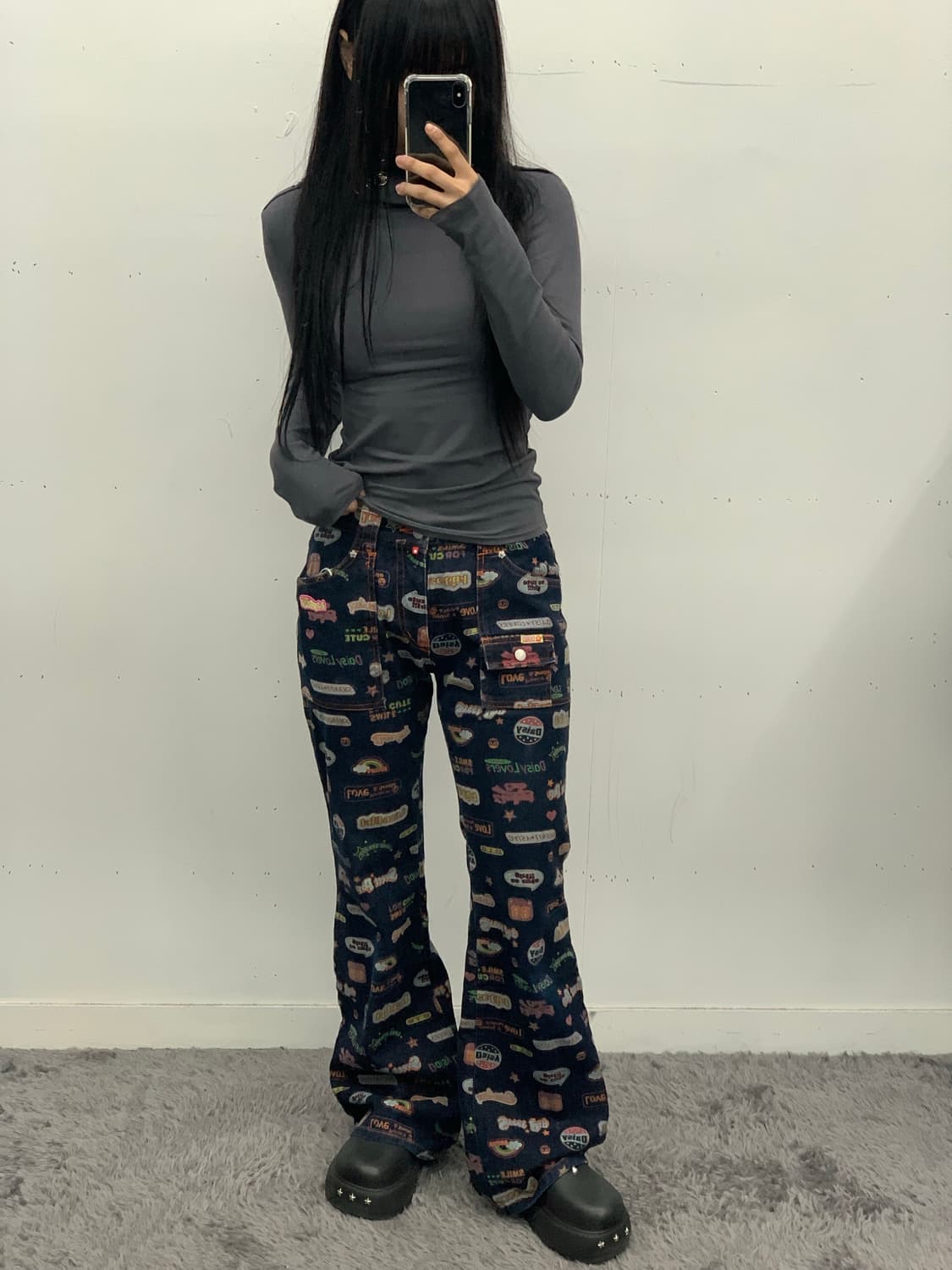 Daisy lovers 패턴 부츠컷 데님 상품이미지1