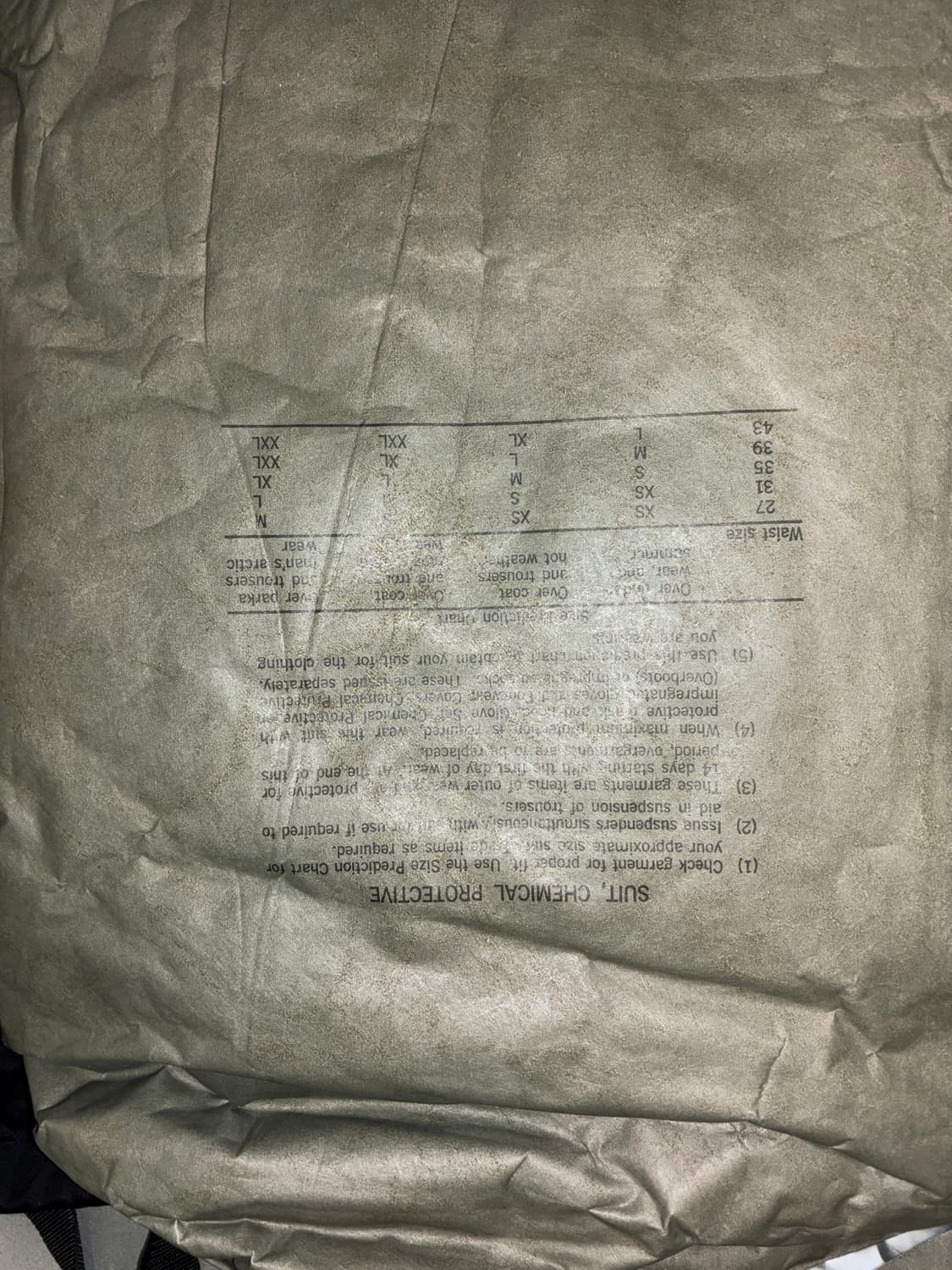 (미개봉)70년대 미군 class1 화생방 보호의 상하의 세트 상품이미지7