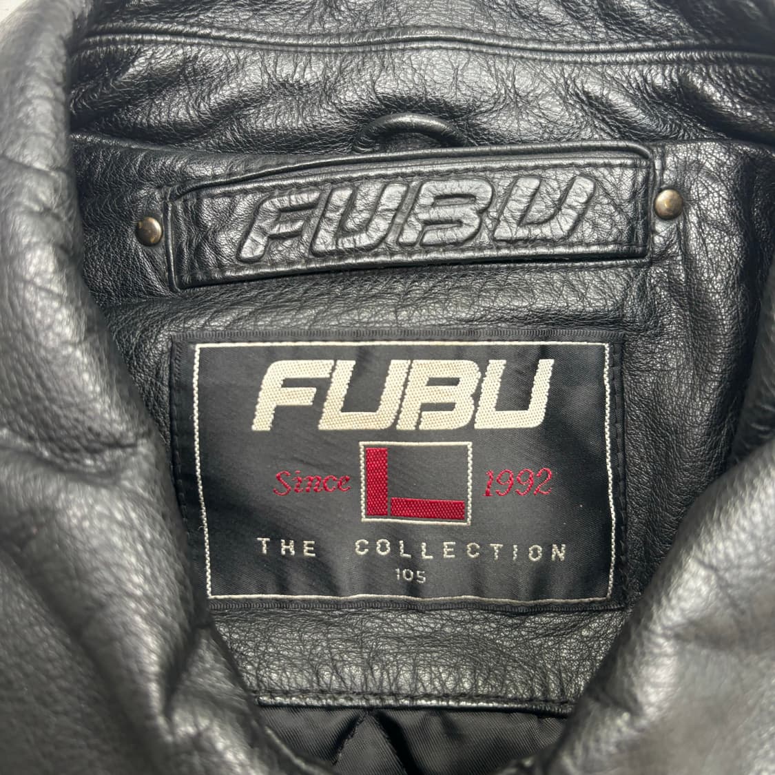 90s FUBU 올드스쿨 이글 패치 리얼 레더 자켓 XL  상품이미지7