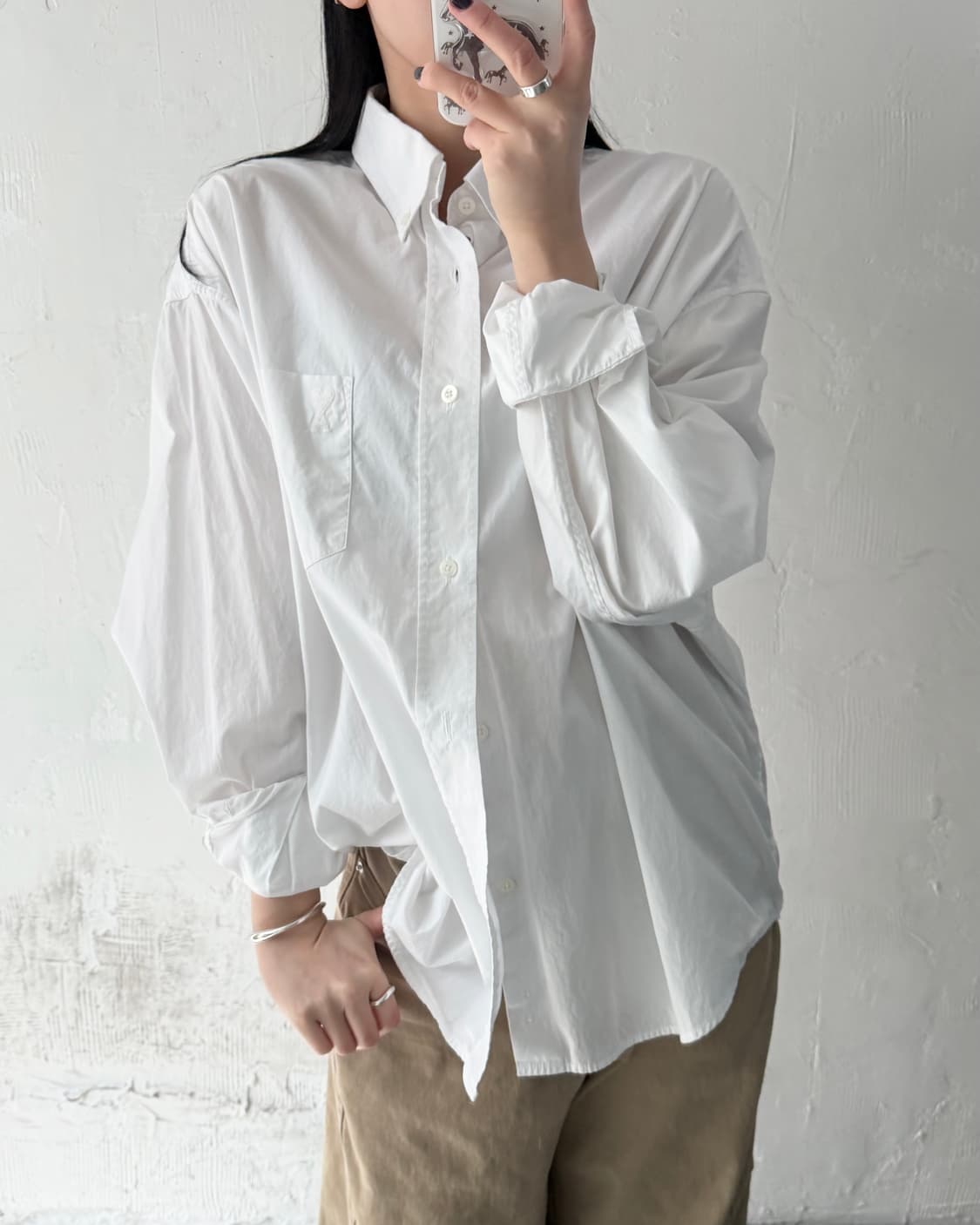 Ami 아미 화이트 포켓 하트자수 오버 셔츠 상품이미지1