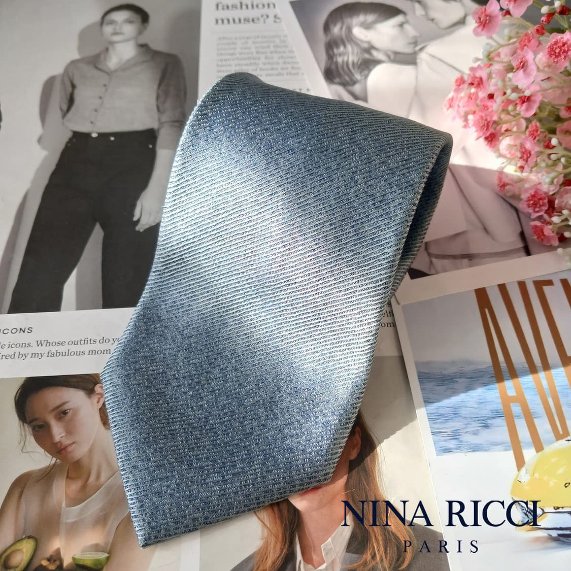 니나리치 실크 실버 텍스처 패턴 넥타이 9.9cm A등급 A19682
 상품이미지2